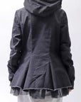 【PLÜ】 SUPER STRETCH COTTON DENIM HOODIE TULLE JACKET PL19_BLACK WASH