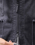 【PLÜ】 SUPER STRETCH COTTON DENIM HOODIE TULLE JACKET PL19_BLACK WASH