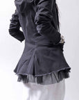 【PLÜ】 SUPER STRETCH COTTON DENIM HOODIE TULLE JACKET PL19_BLACK WASH