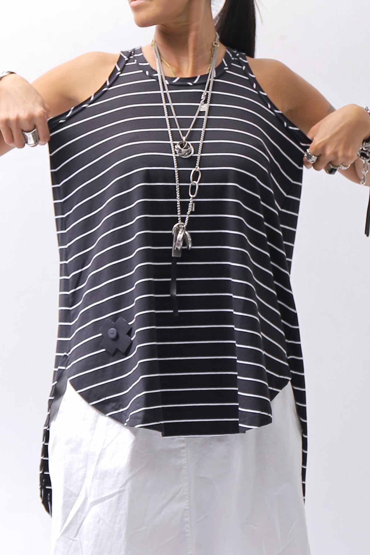【PLÜ】 COTTON STRETCH TANK TOP PL12_STRIPE