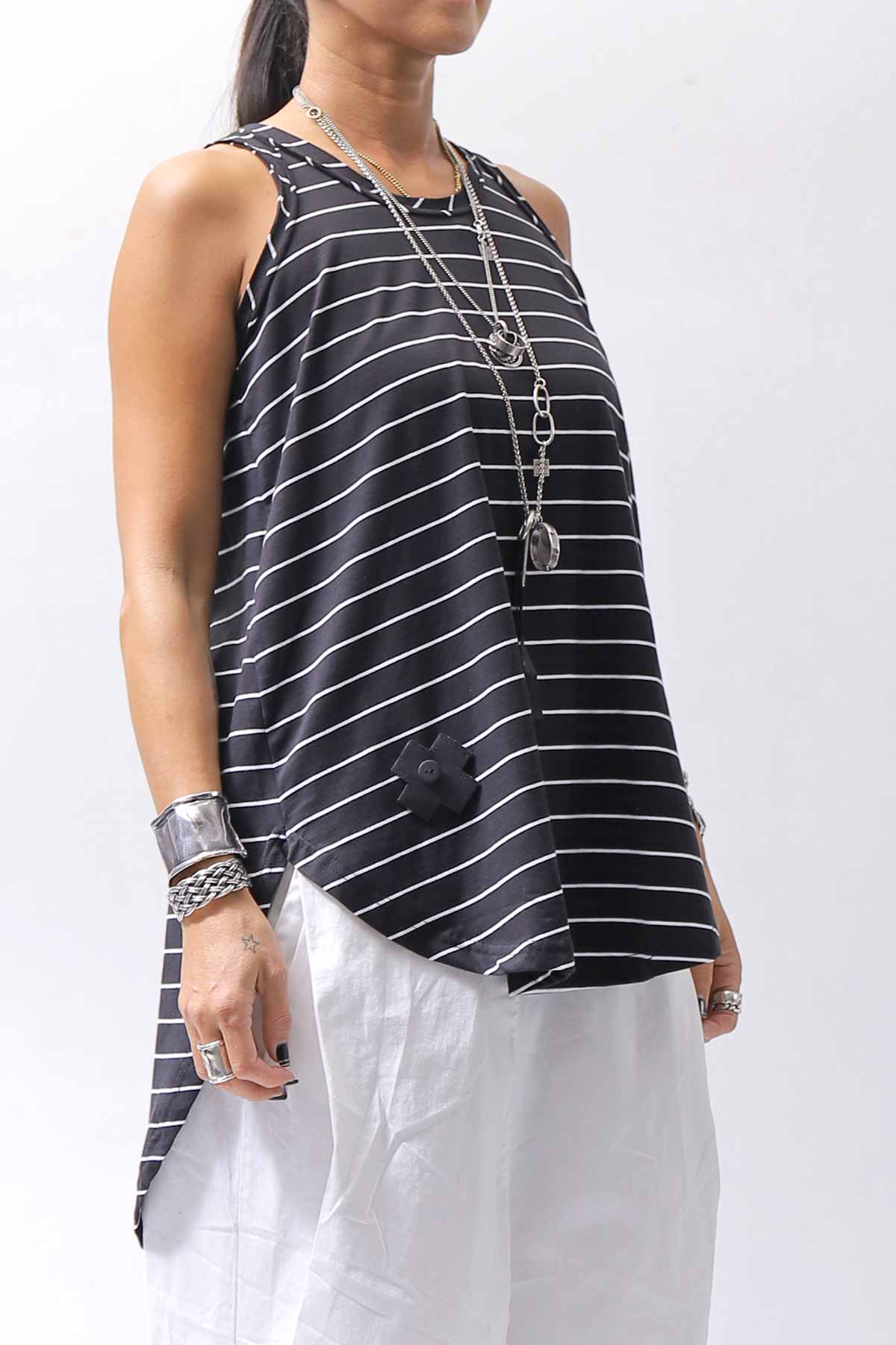 【PLÜ】 COTTON STRETCH TANK TOP PL12_STRIPE