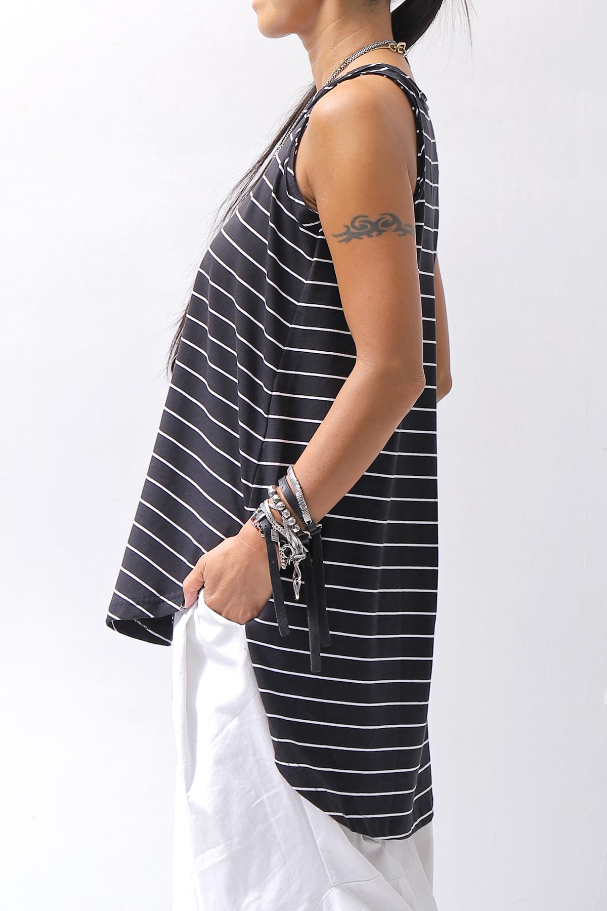 【PLÜ】 COTTON STRETCH TANK TOP PL12_STRIPE