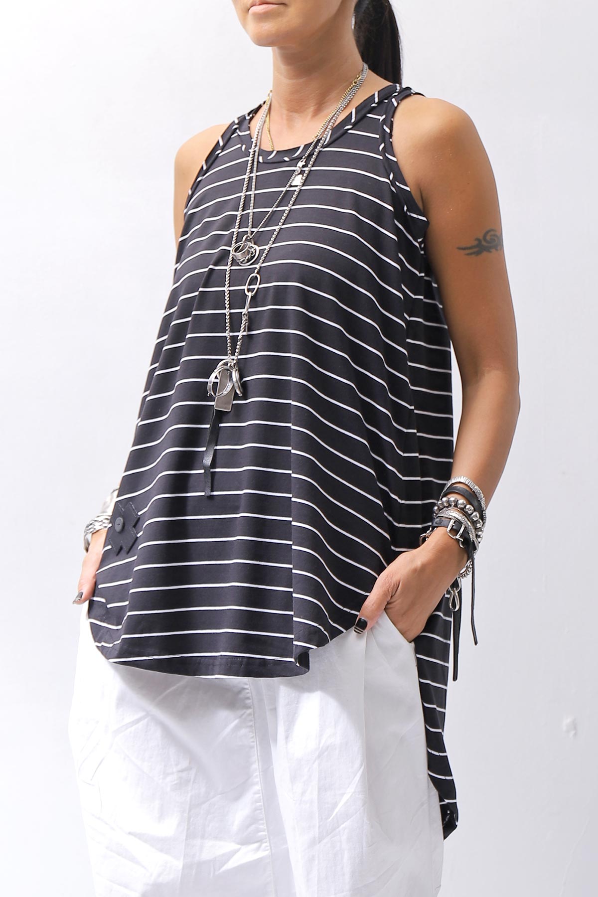 【PLÜ】 COTTON STRETCH TANK TOP PL12_STRIPE