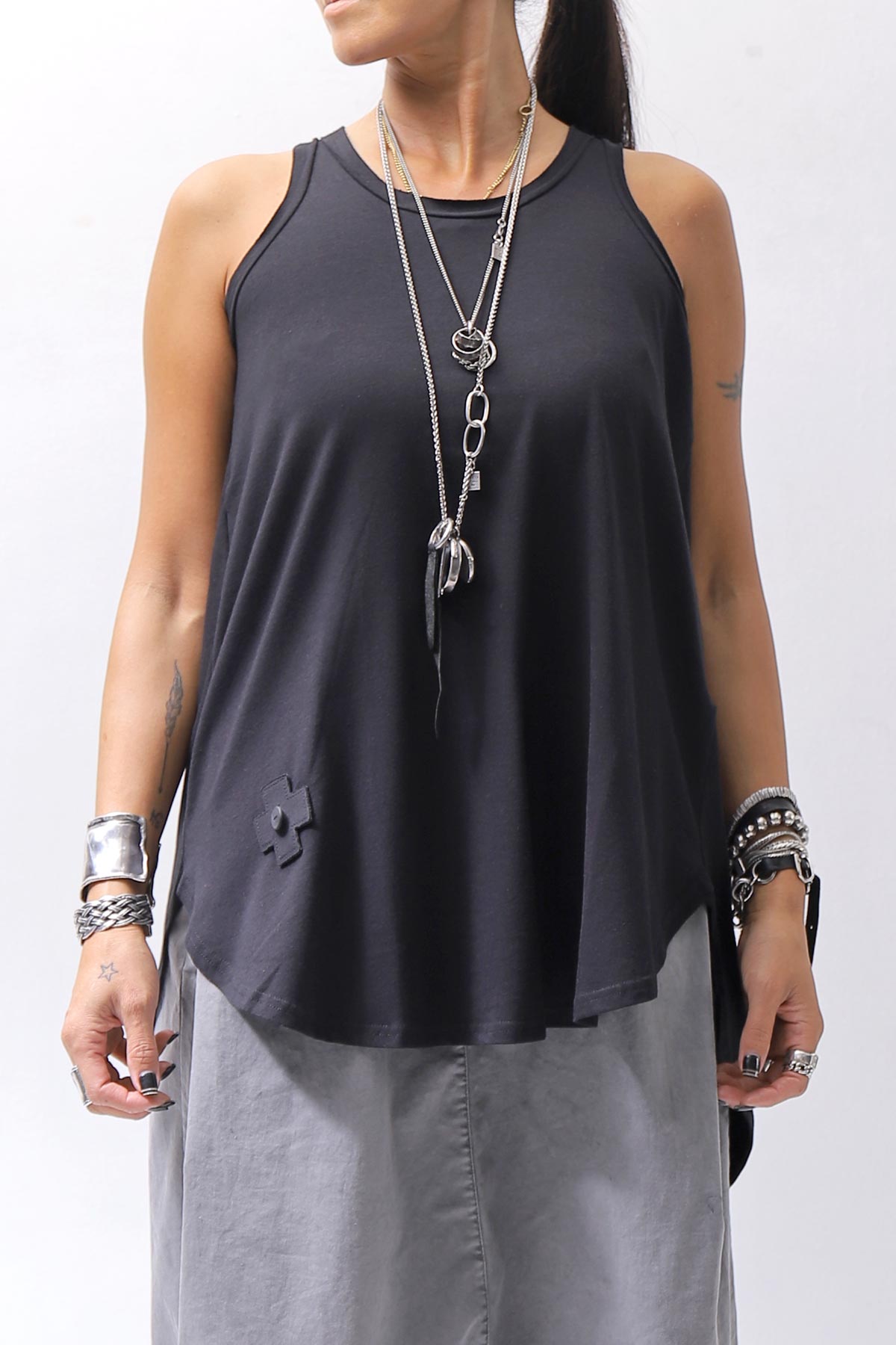 【PLÜ】 COTTON STRETCH TANK TOP PL12_BLACK