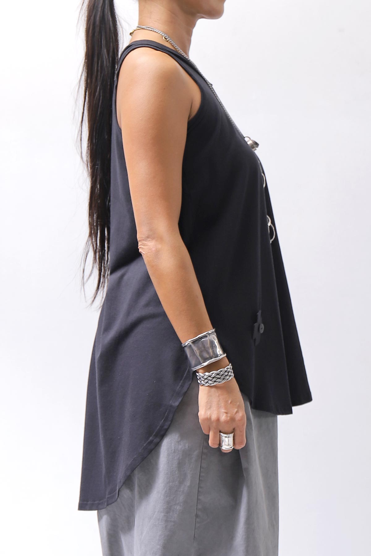 【PLÜ】 COTTON STRETCH TANK TOP PL12_BLACK