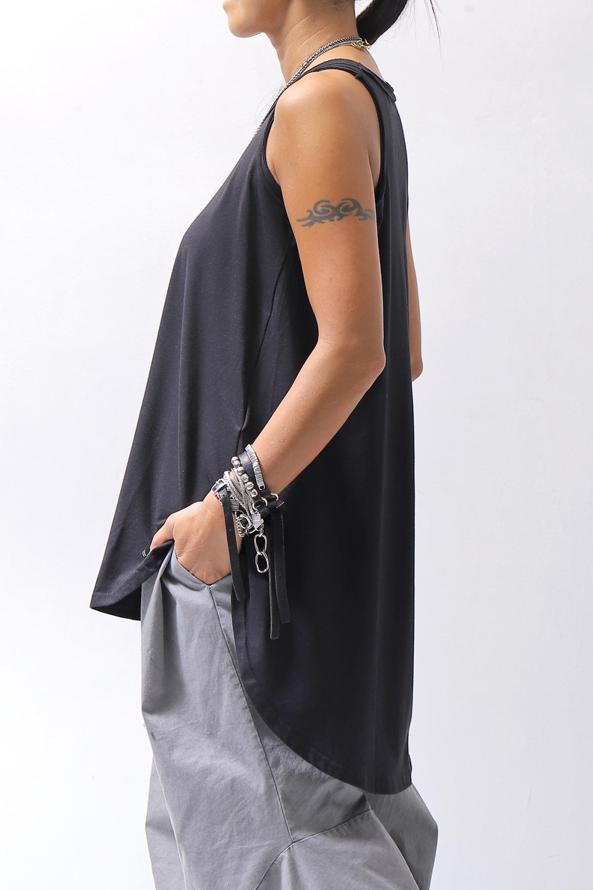 【PLÜ】 COTTON STRETCH TANK TOP PL12_BLACK