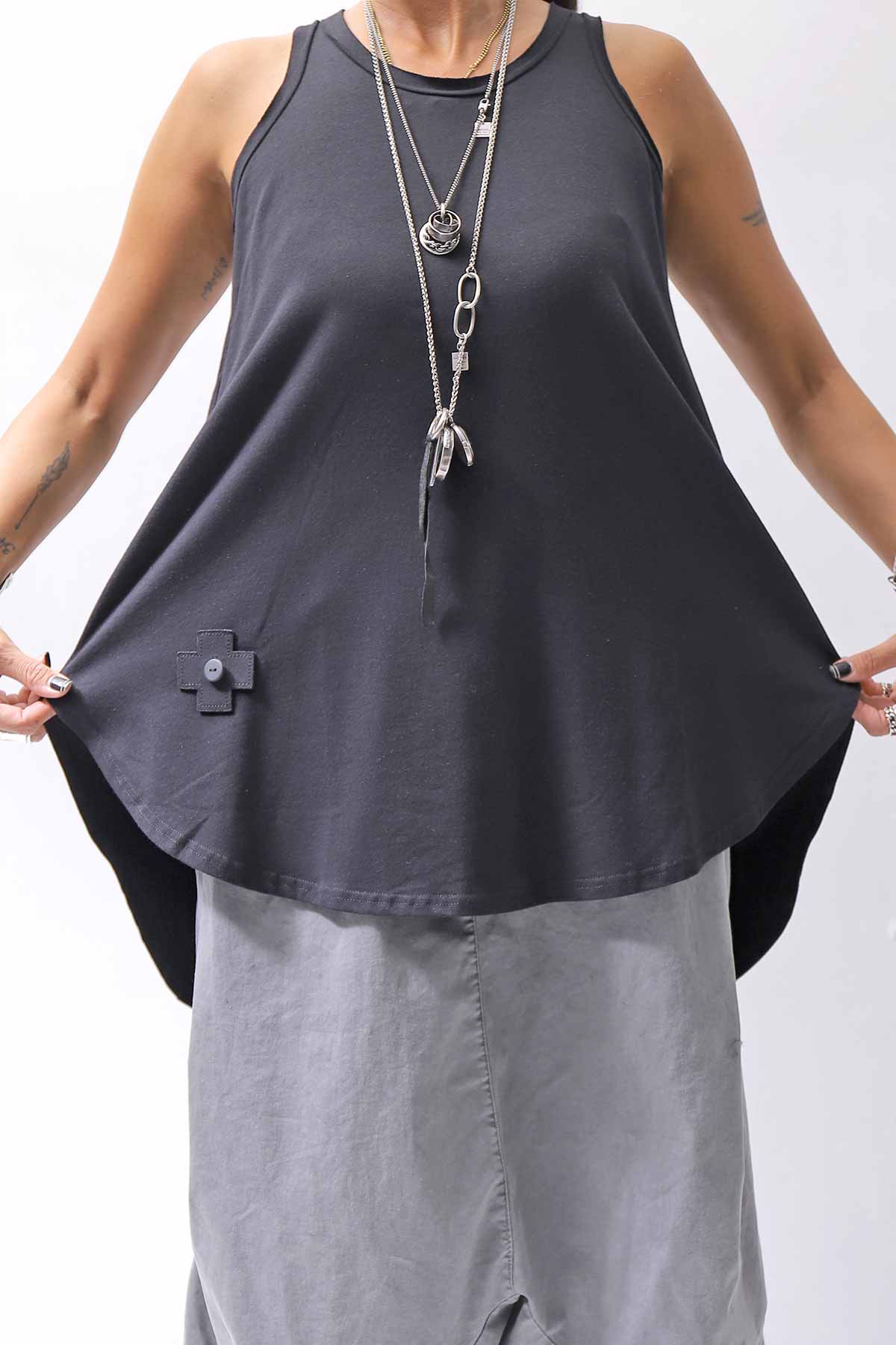 【PLÜ】 COTTON STRETCH TANK TOP PL12_BLACK