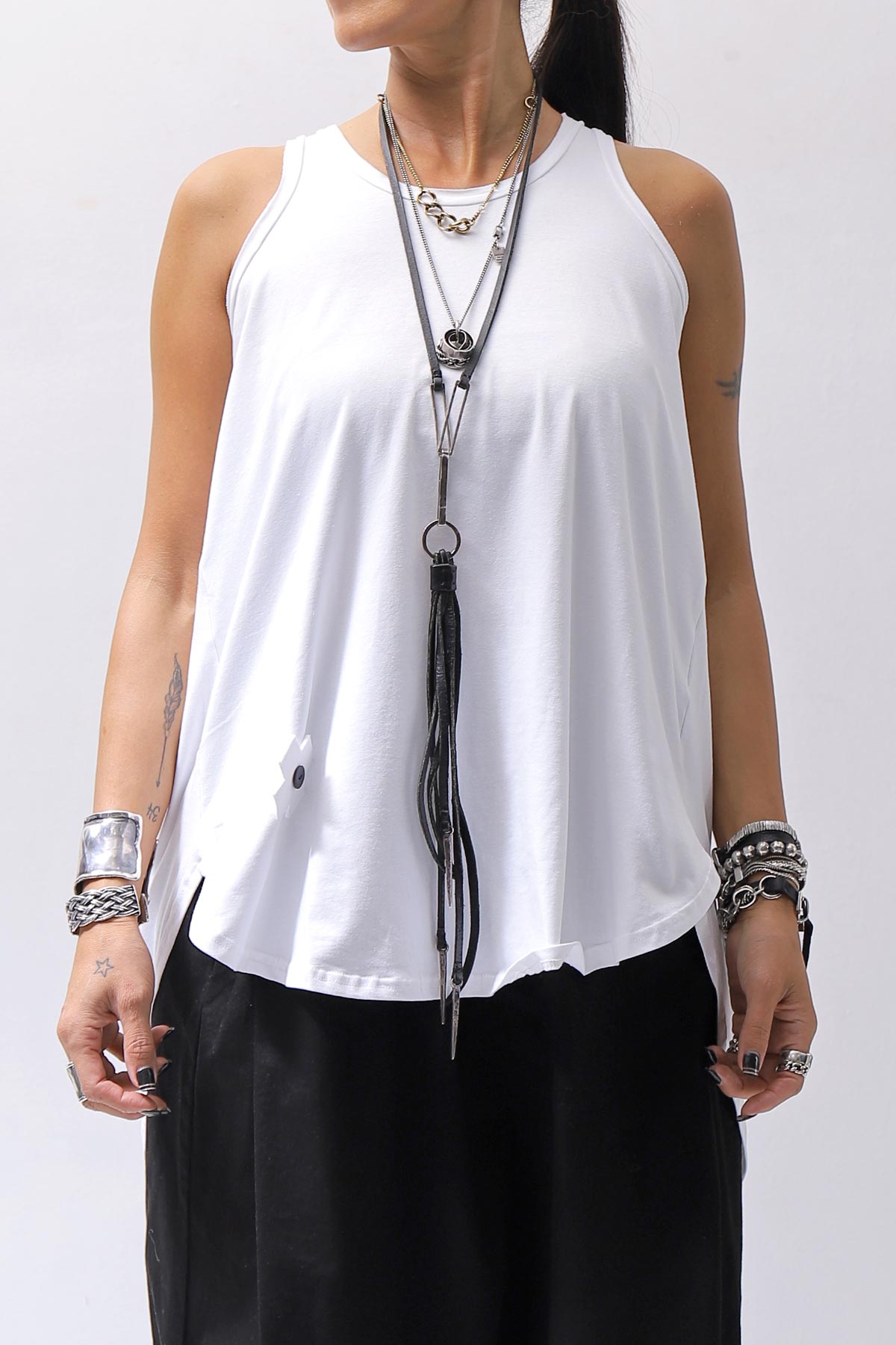 【PLÜ】 COTTON STRETCH TANK TOP PL12_WHITE