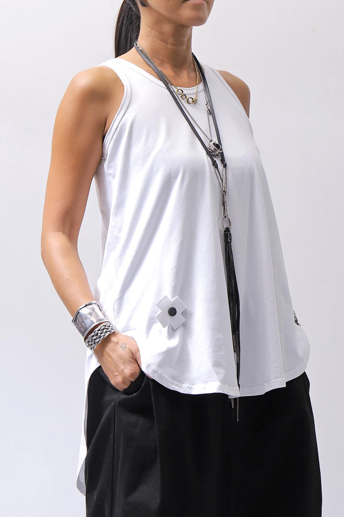 【PLÜ】 COTTON STRETCH TANK TOP PL12_WHITE