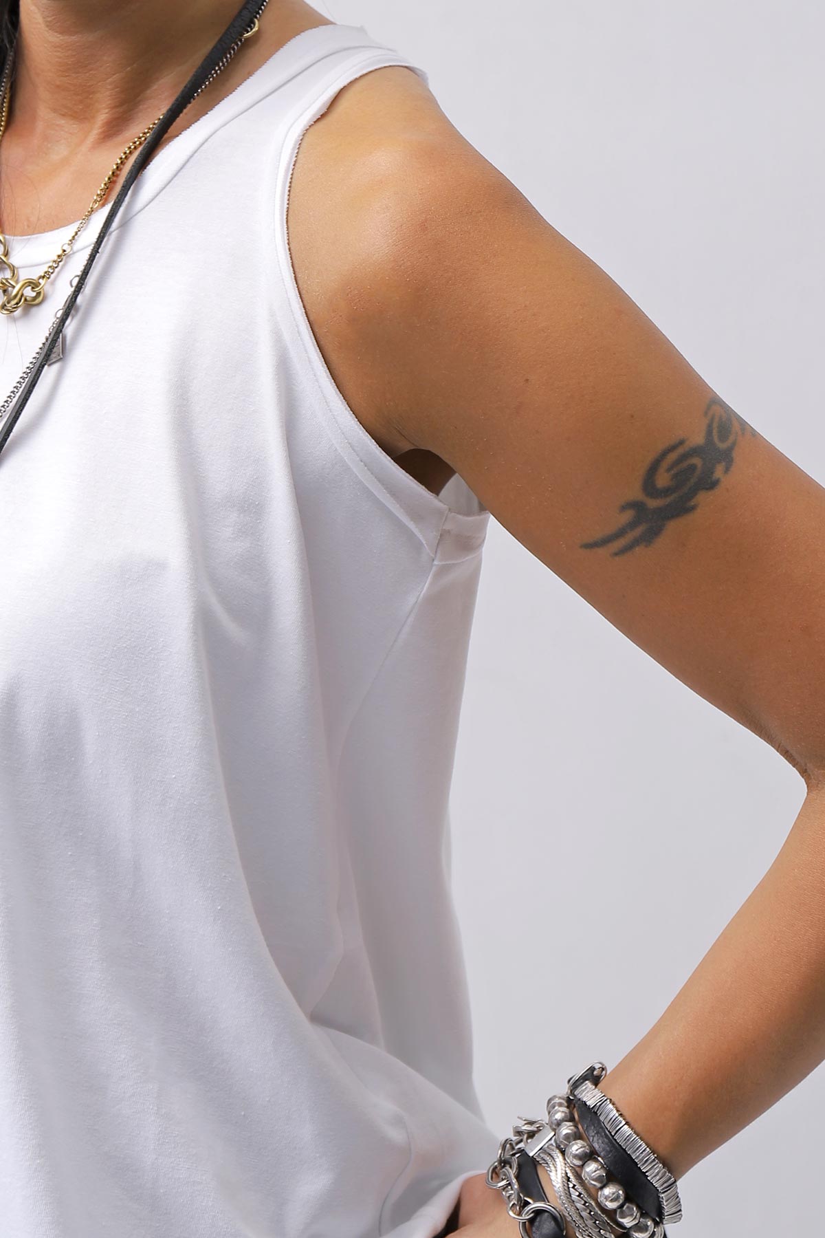 【PLÜ】 COTTON STRETCH TANK TOP PL12_WHITE