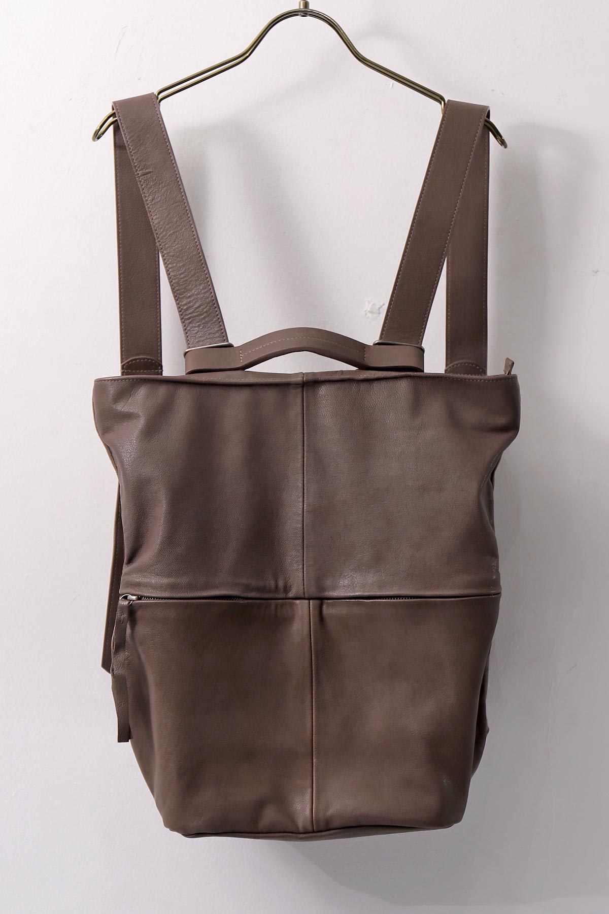 【MIRANDA KALOUDIS】 UNISEX 2WAY CALF LEATHER REGULAR BAG_FANGO