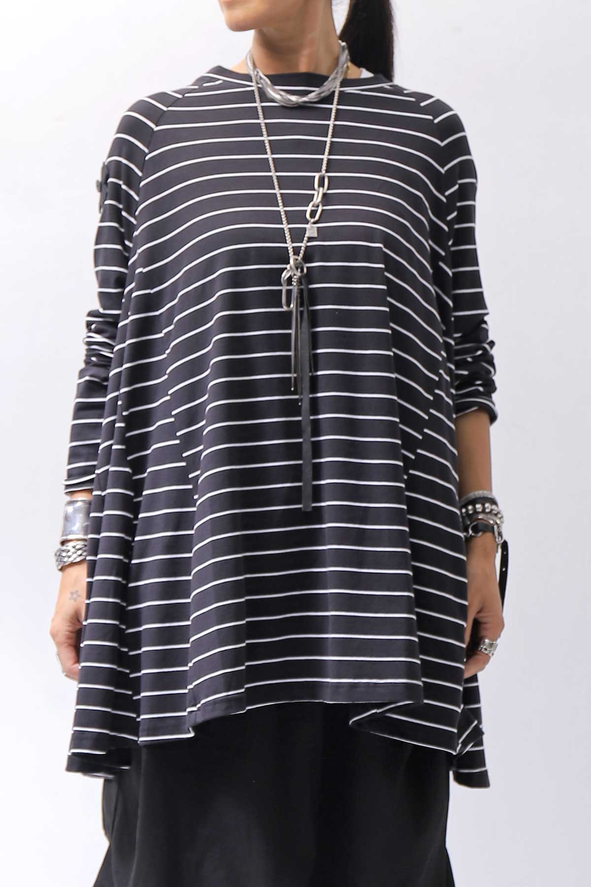 【PLÜ】 COTTON STRETCH TOP PL17T_STRIPE