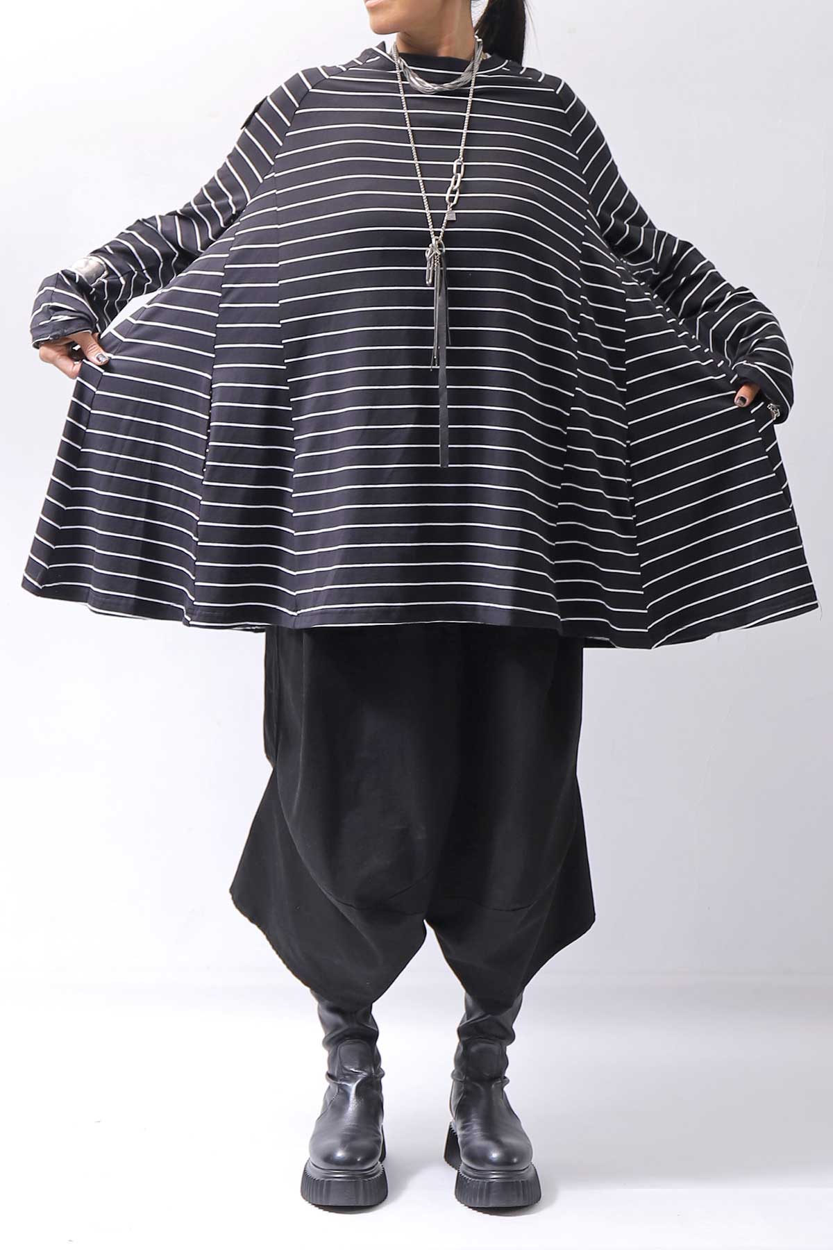 【PLÜ】 COTTON STRETCH TOP PL17T_STRIPE