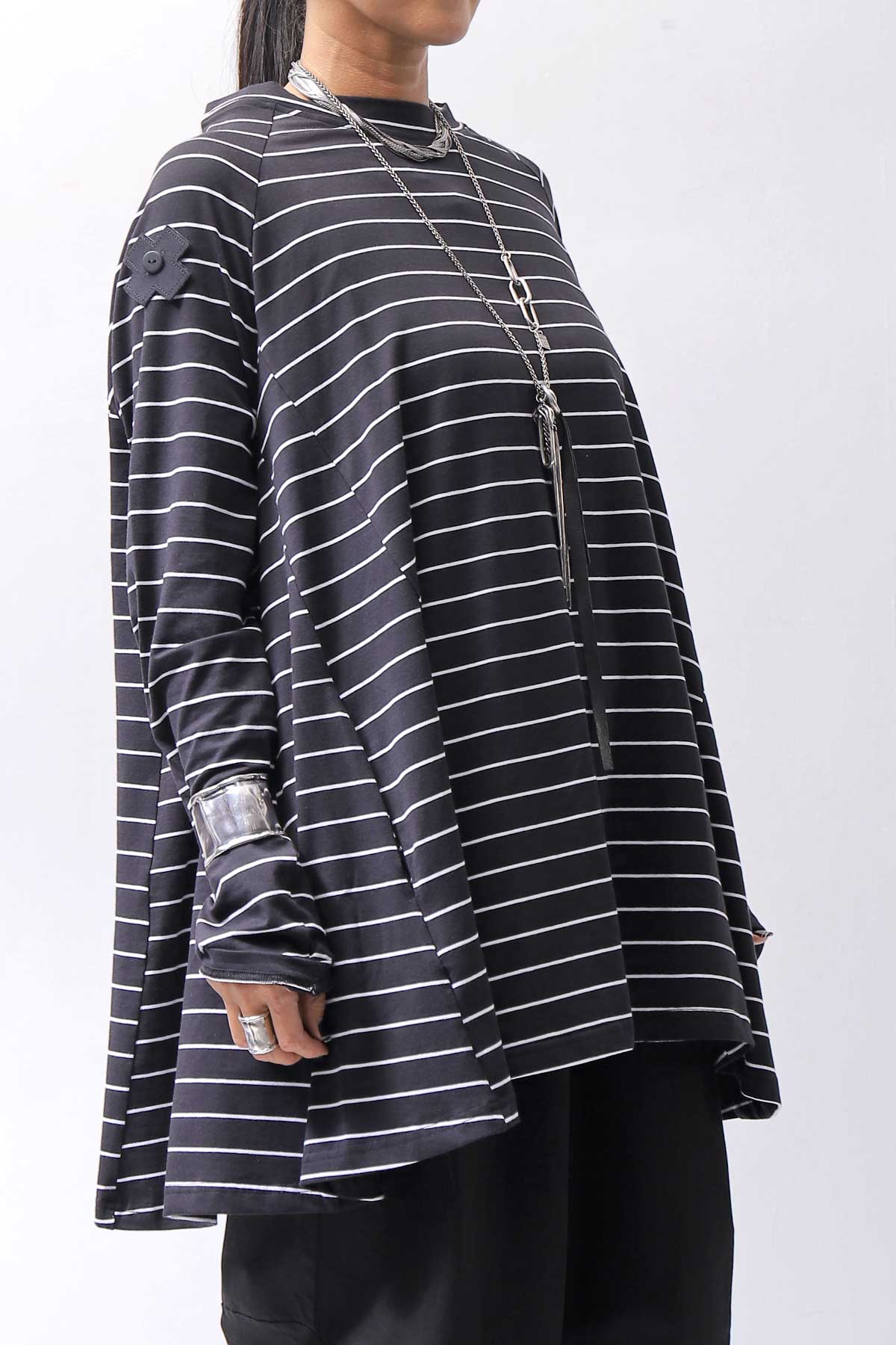【PLÜ】 COTTON STRETCH TOP PL17T_STRIPE
