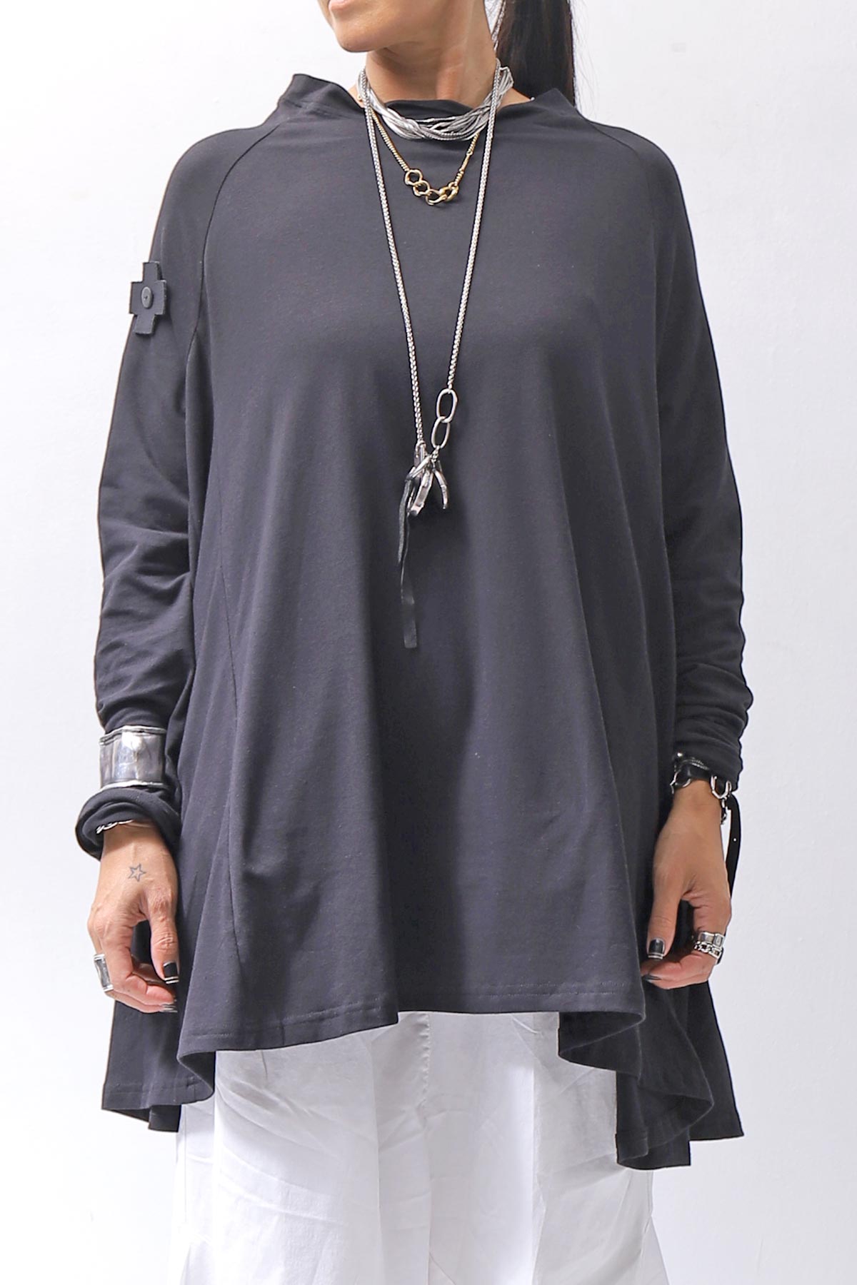 【PLÜ】 COTTON STRETCH TOP PL17T_BLACK