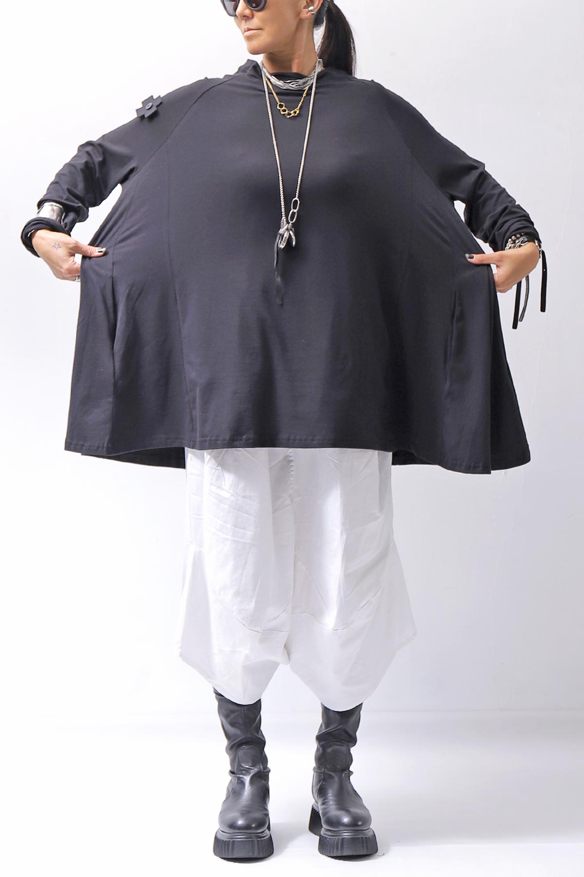 【PLÜ】 COTTON STRETCH TOP PL17T_BLACK