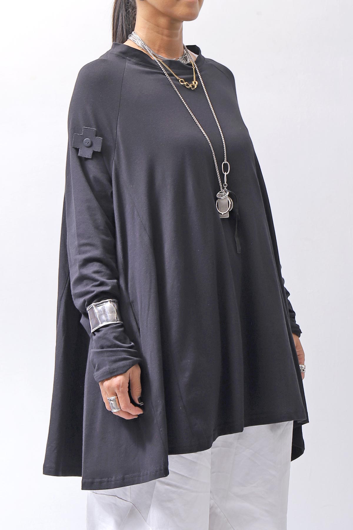 【PLÜ】 COTTON STRETCH TOP PL17T_BLACK