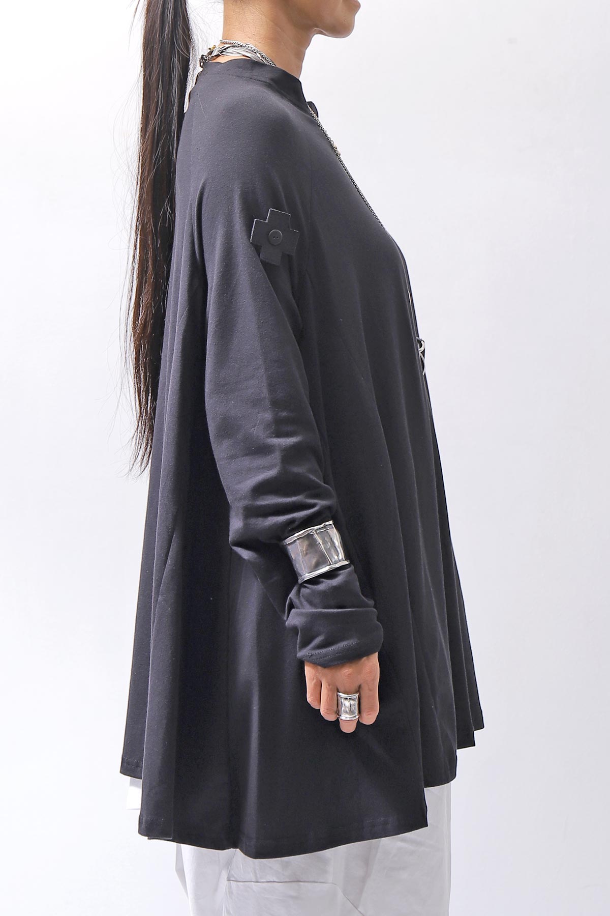 【PLÜ】 COTTON STRETCH TOP PL17T_BLACK