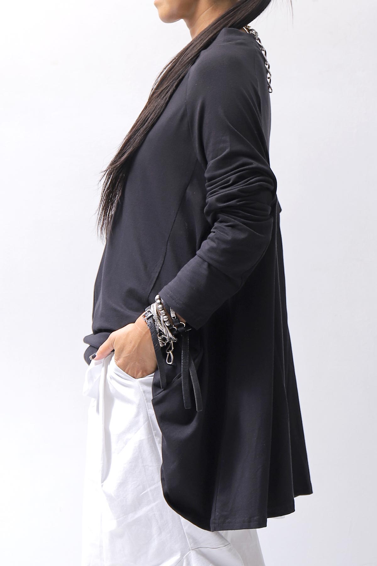 【PLÜ】 COTTON STRETCH TOP PL17T_BLACK