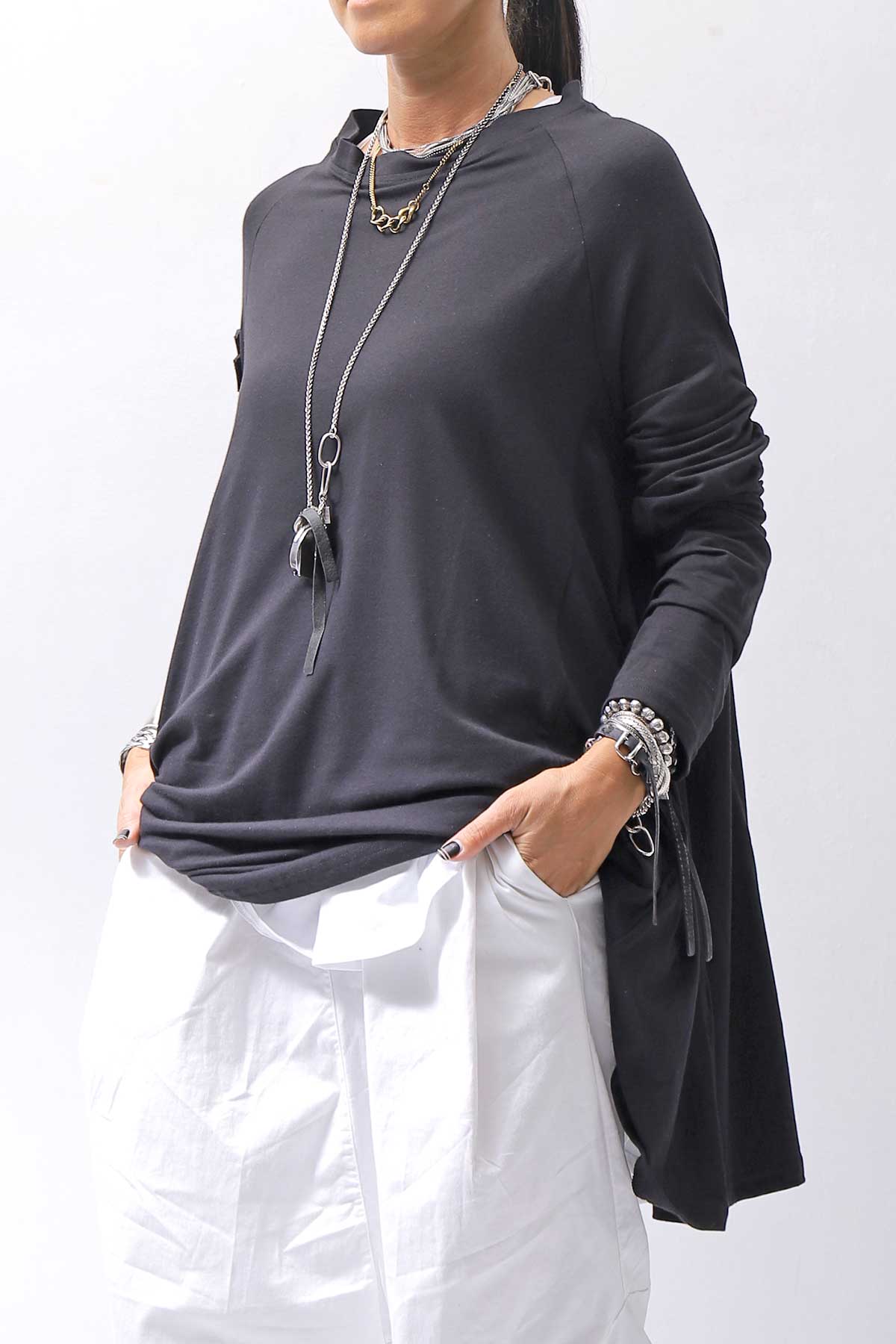 【PLÜ】 COTTON STRETCH TOP PL17T_BLACK