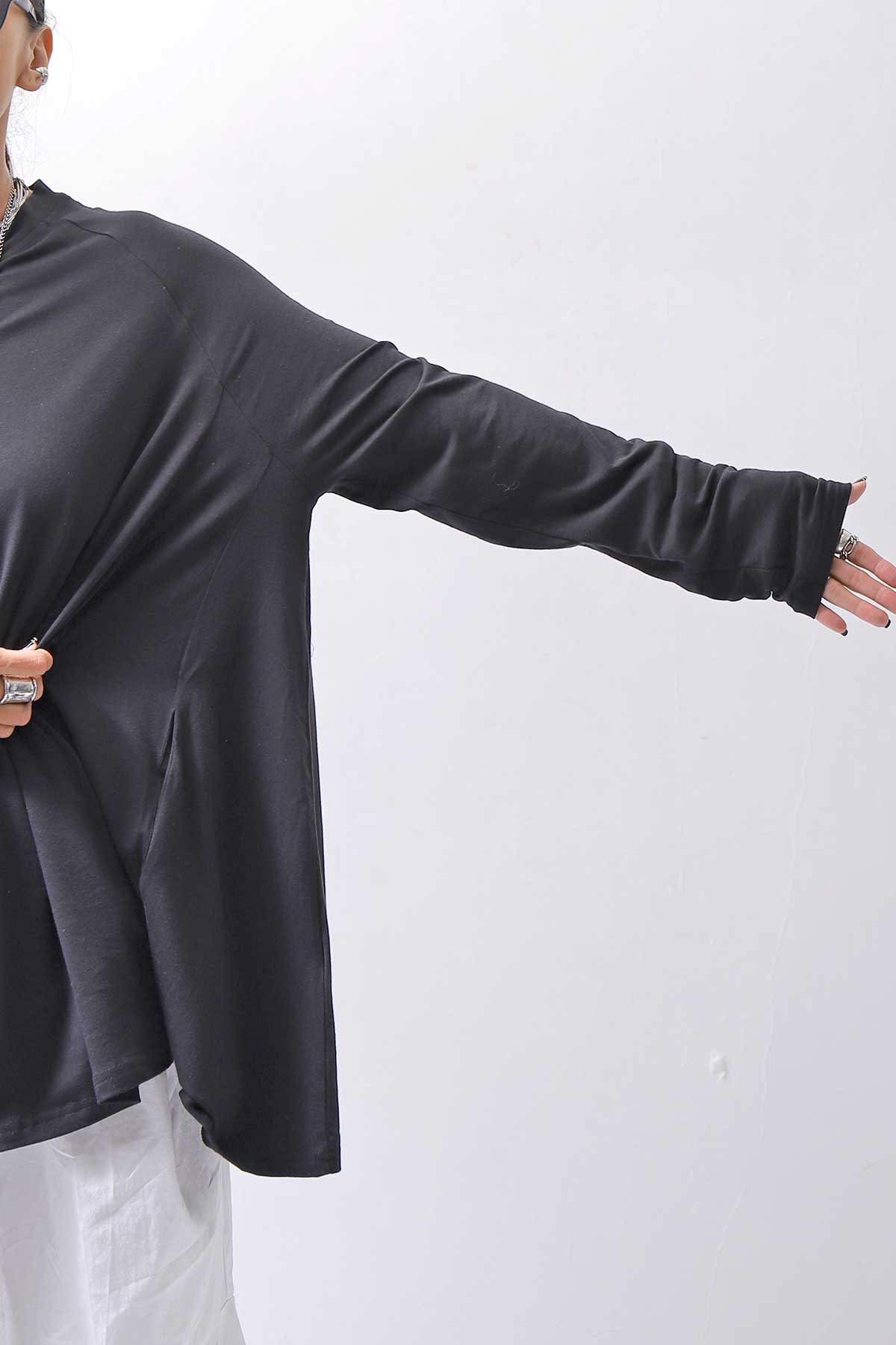 【PLÜ】 COTTON STRETCH TOP PL17T_BLACK