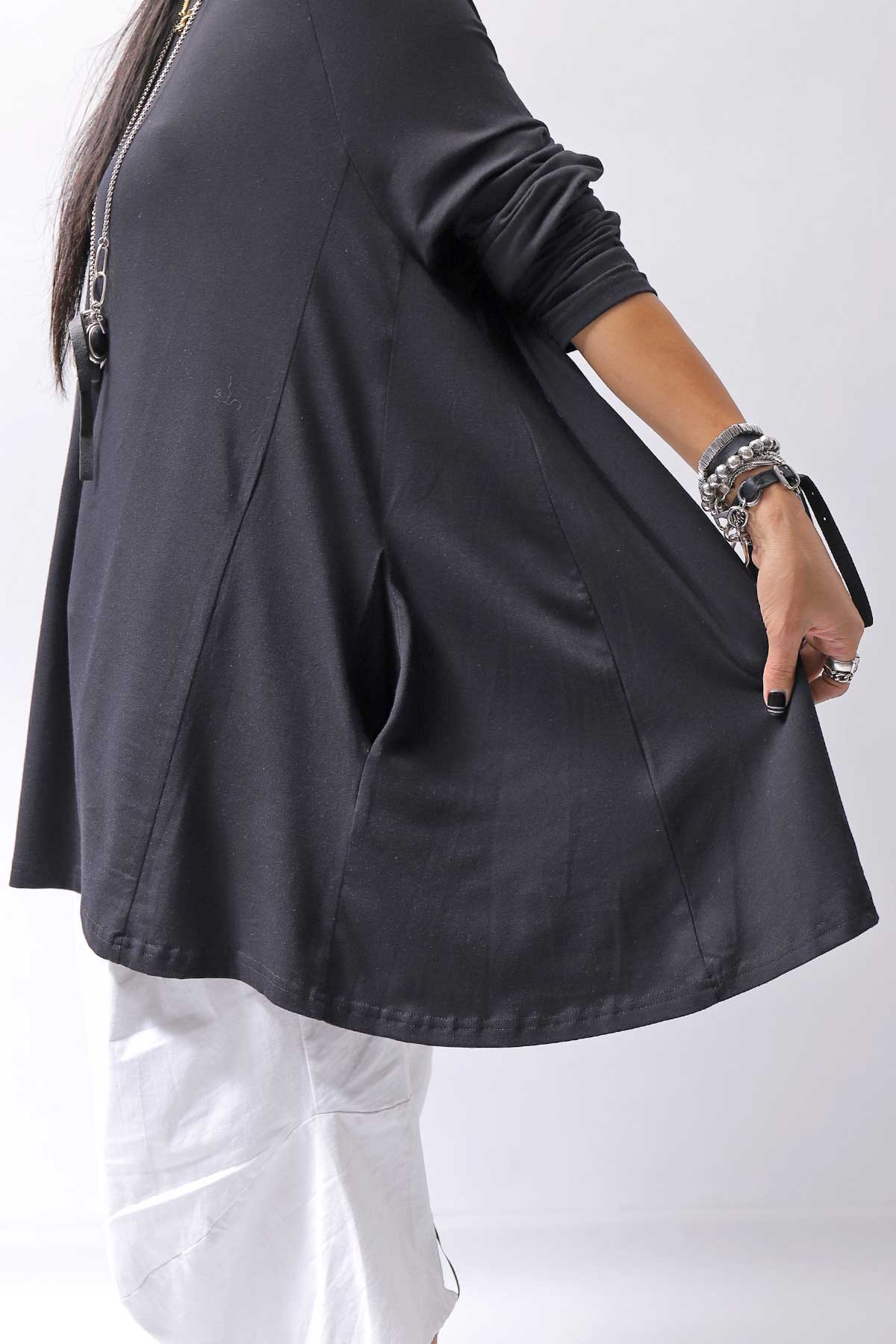 【PLÜ】 COTTON STRETCH TOP PL17T_BLACK