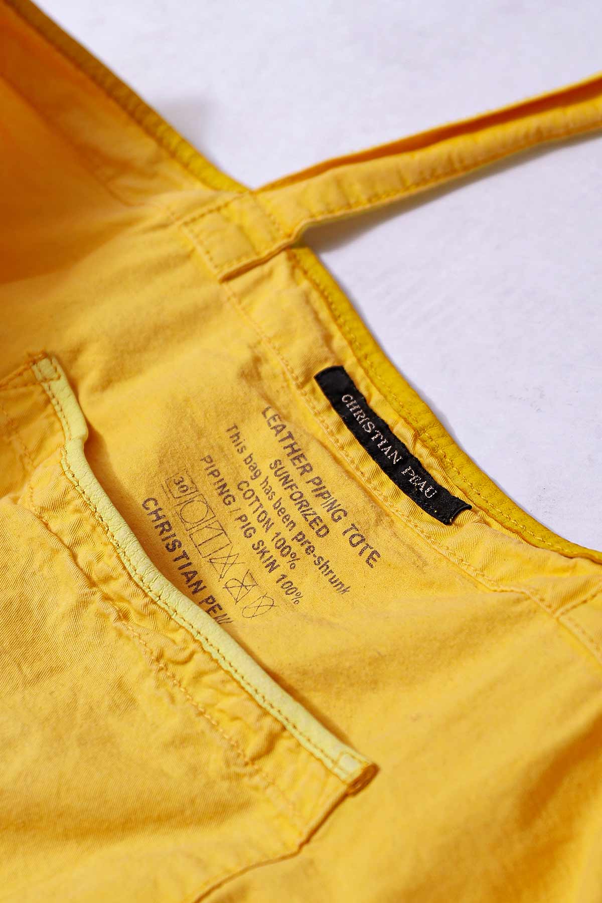 【CHRISTIAN PEAU】 COTTON LEATHER TOTE BAG_YELLOW