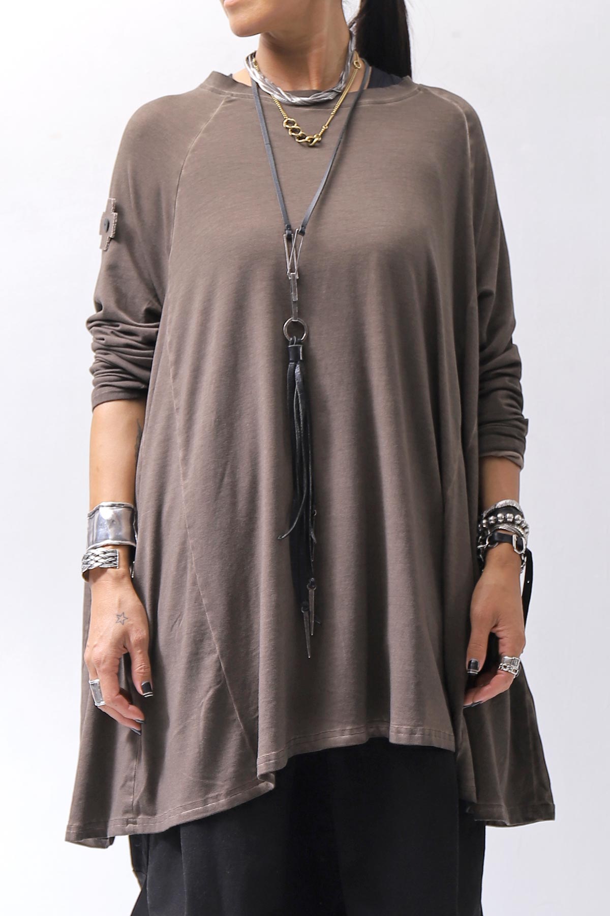 【PLÜ】 COTTON STRETCH TOP PL17T_CHOCOLATE