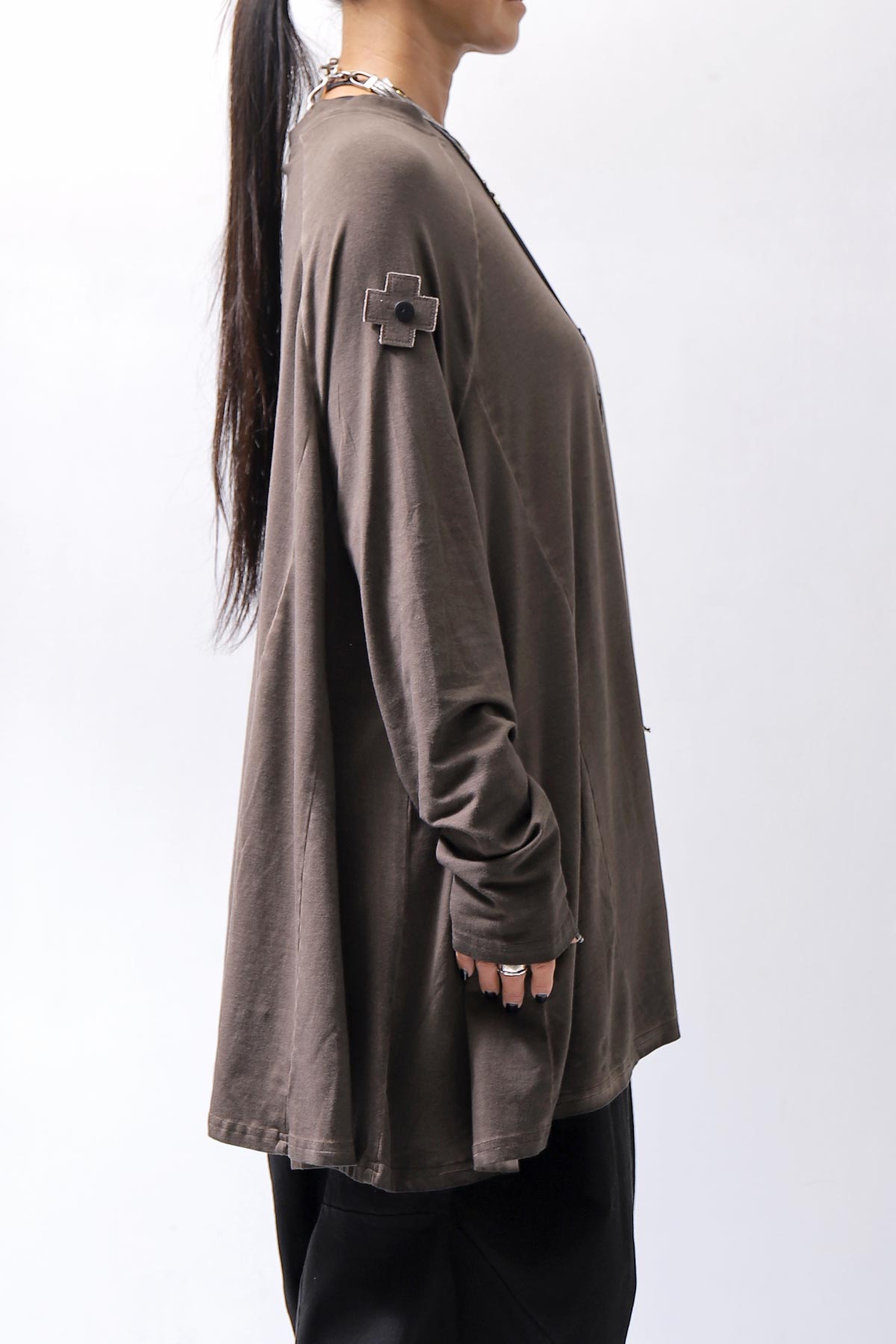 【PLÜ】 COTTON STRETCH TOP PL17T_CHOCOLATE