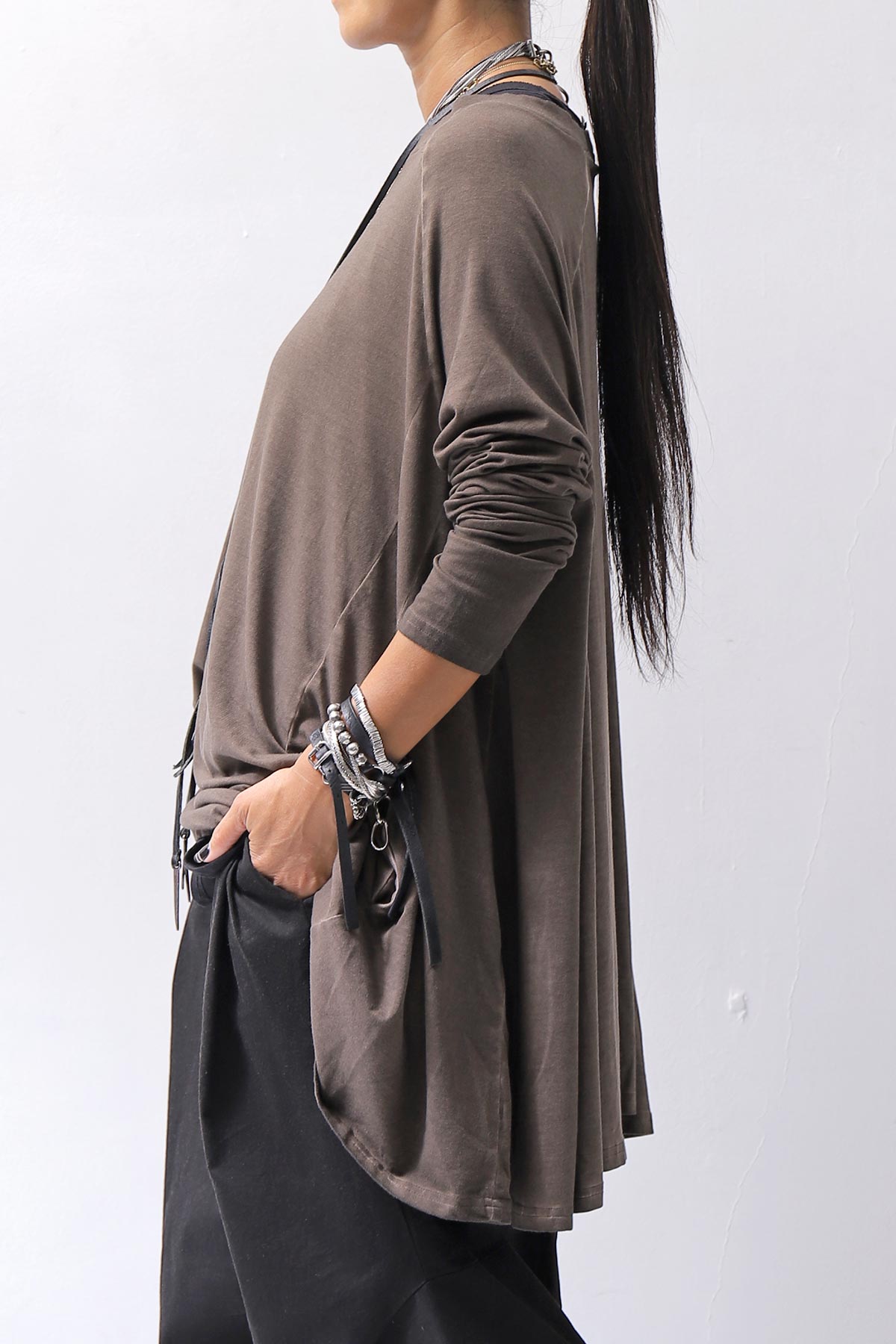 【PLÜ】 COTTON STRETCH TOP PL17T_CHOCOLATE