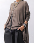 【PLÜ】 COTTON STRETCH TOP PL17T_CHOCOLATE