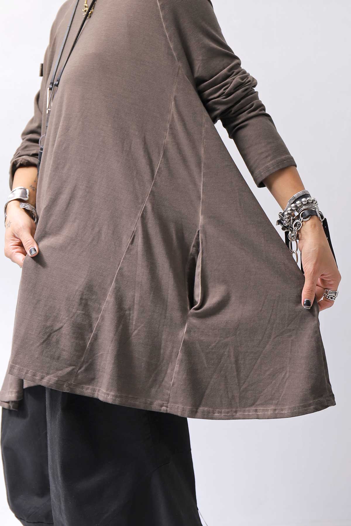 【PLÜ】 COTTON STRETCH TOP PL17T_CHOCOLATE