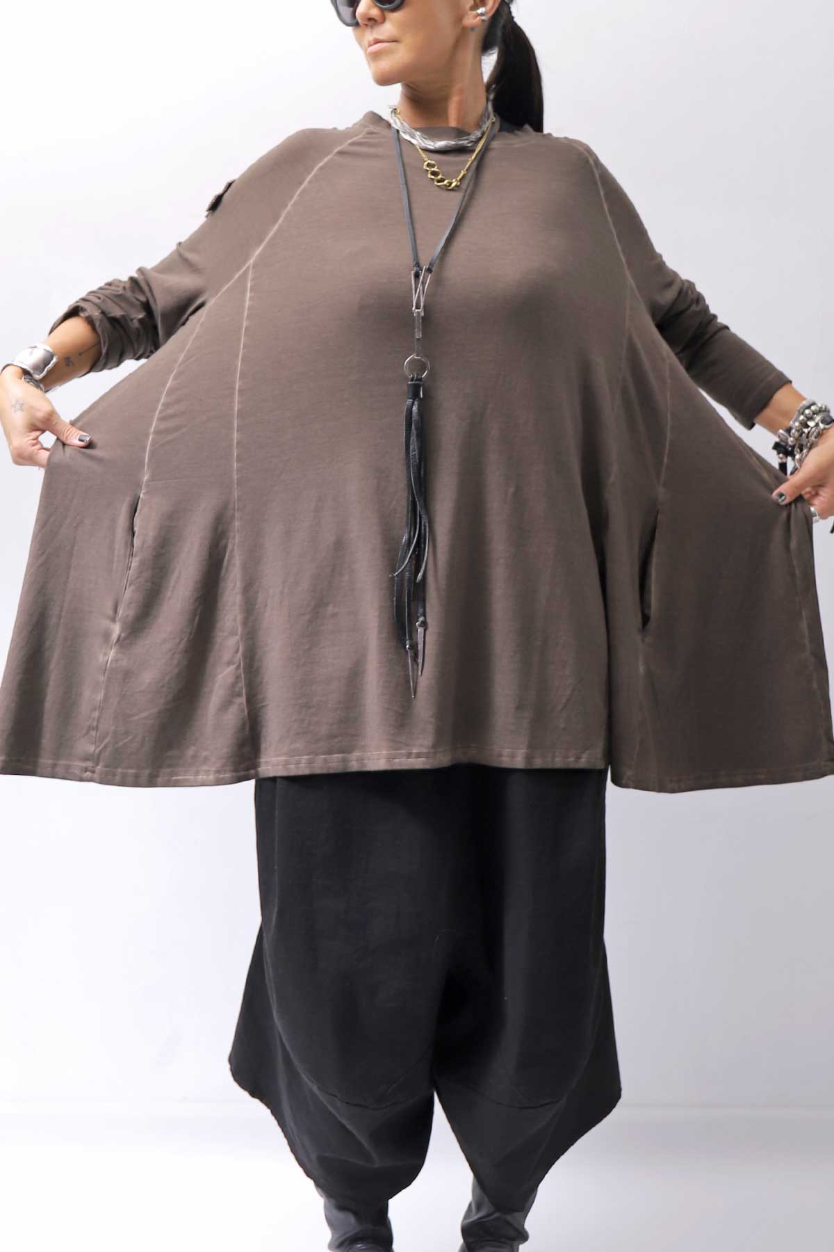 【PLÜ】 COTTON STRETCH TOP PL17T_CHOCOLATE