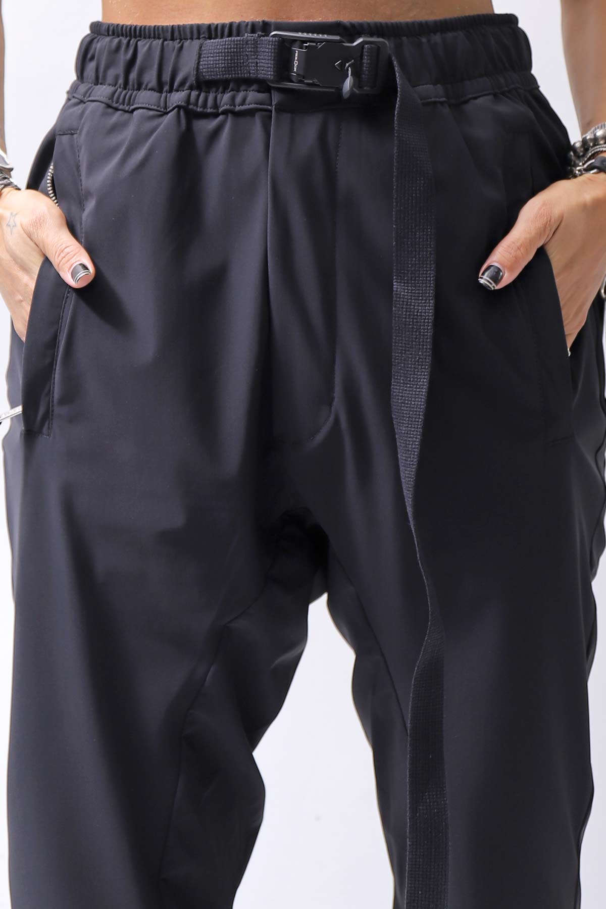 【thom/krom】 UNISEX SUPER STRETCH NYLON RIB PANTS MP29_BLACK