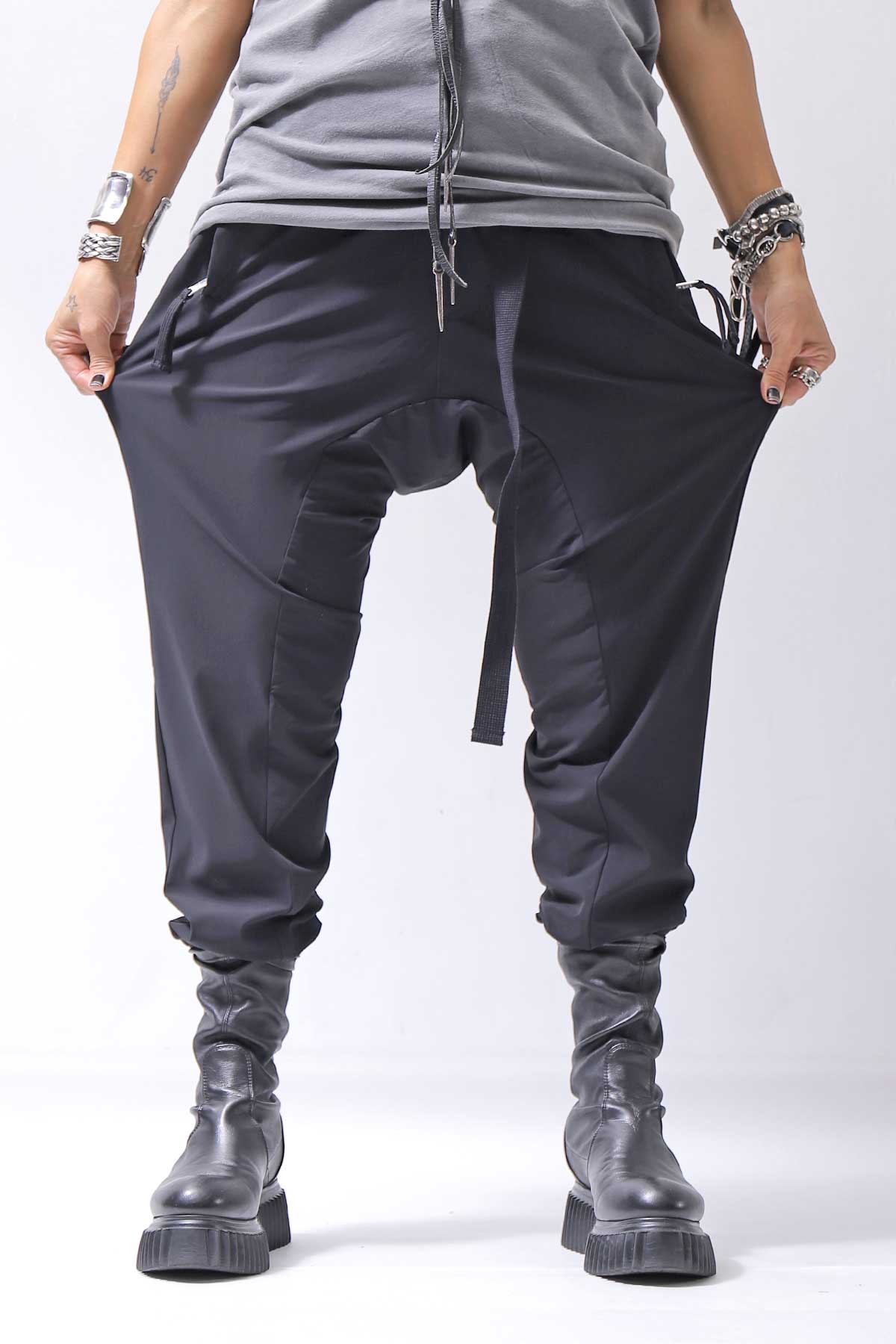 【thom/krom】 UNISEX SUPER STRETCH NYLON RIB PANTS MP29_BLACK