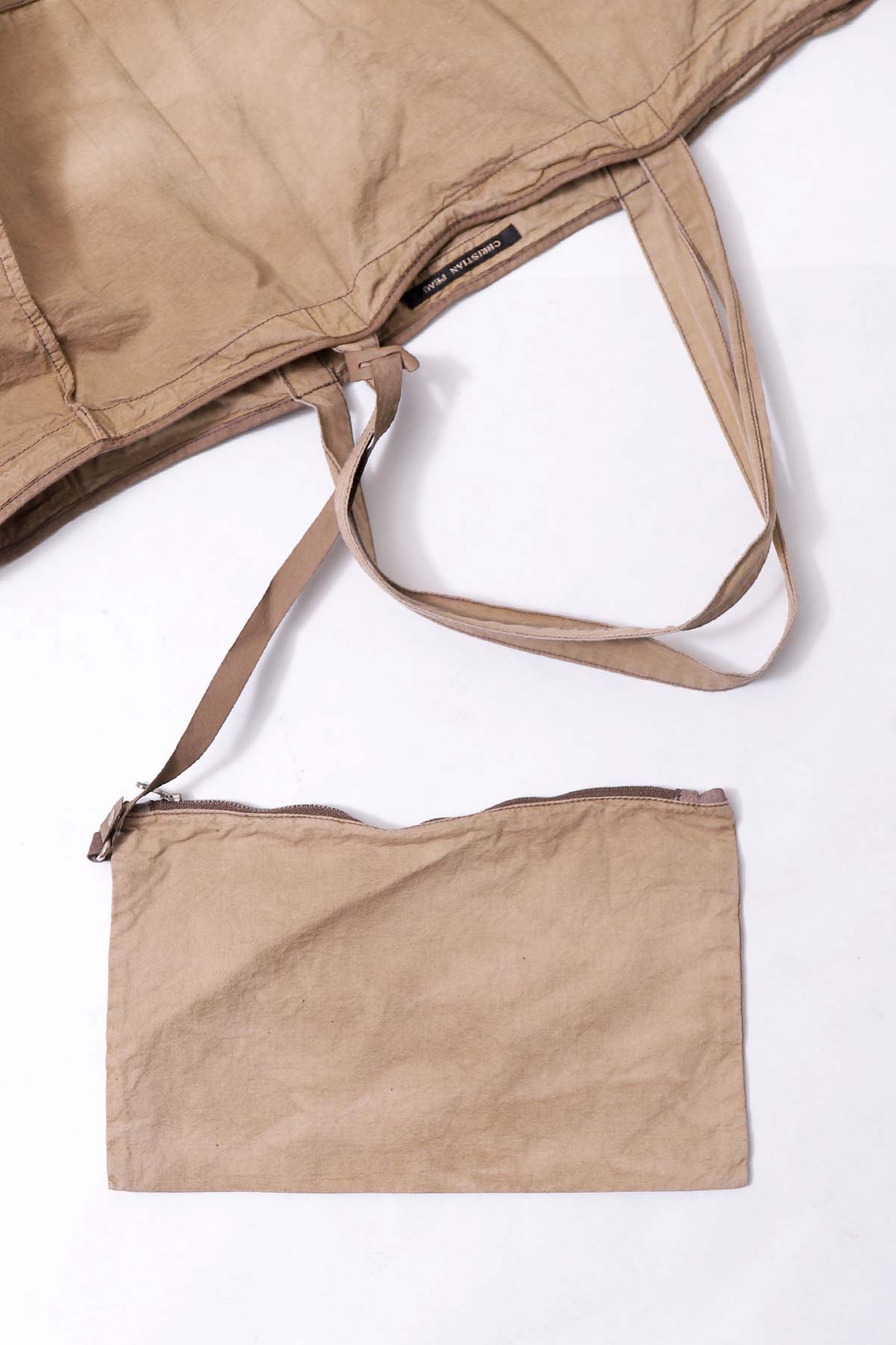 【CHRISTIAN PEAU】 COTTON LEATHER TOTE BAG_CINNAMON