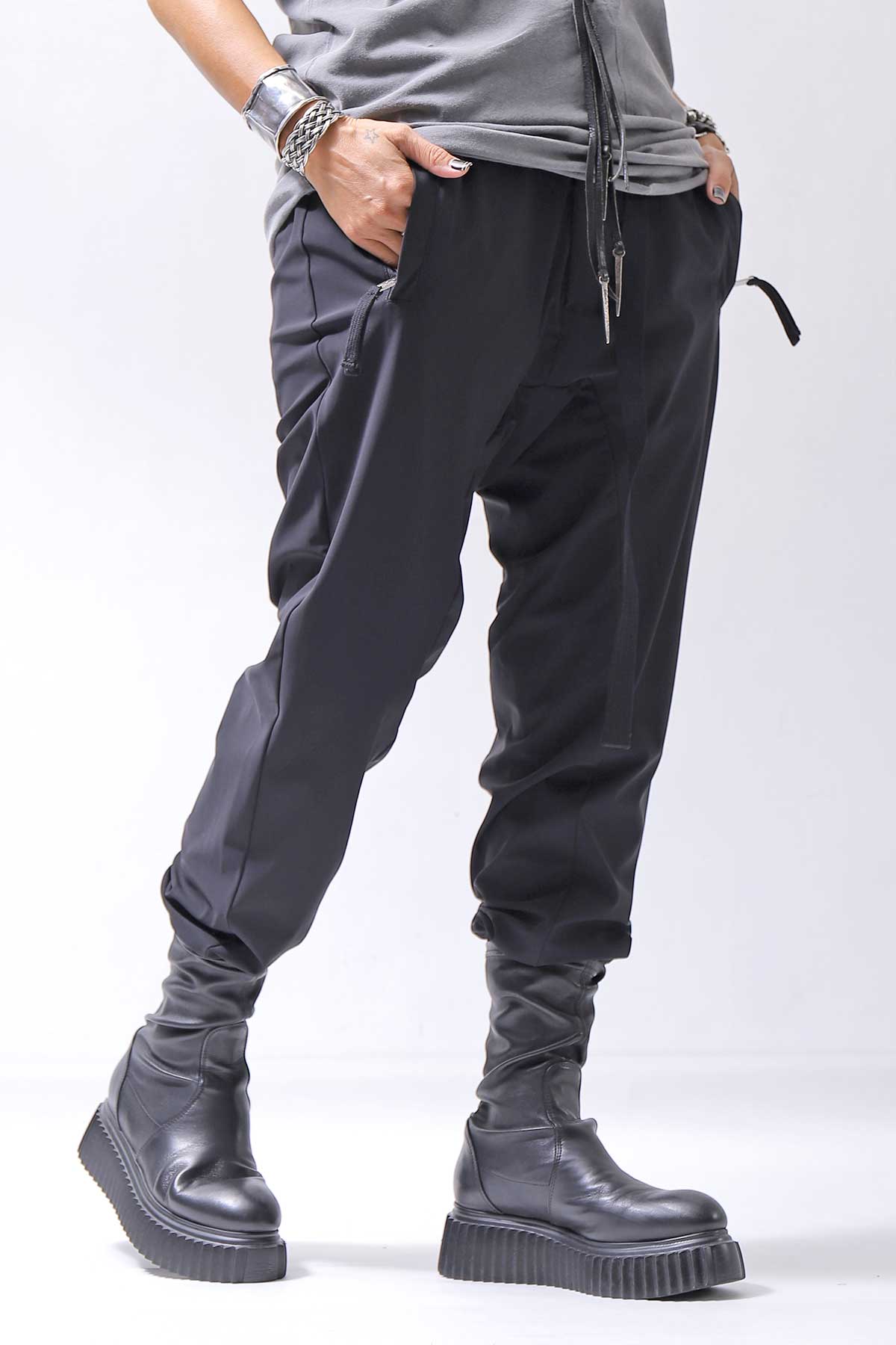 【thom/krom】 UNISEX SUPER STRETCH NYLON RIB PANTS MP29_BLACK