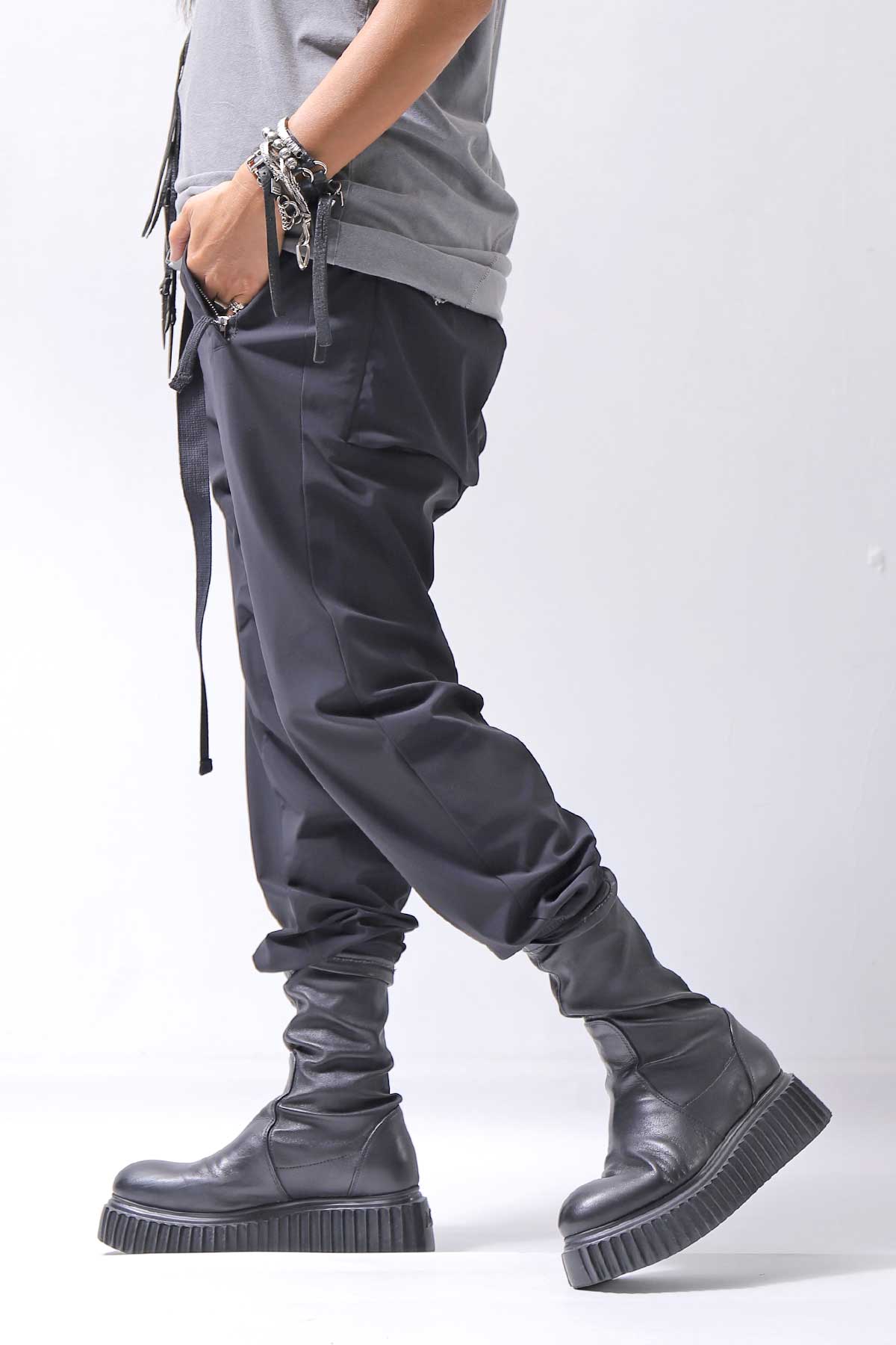【thom/krom】 UNISEX SUPER STRETCH NYLON RIB PANTS MP29_BLACK