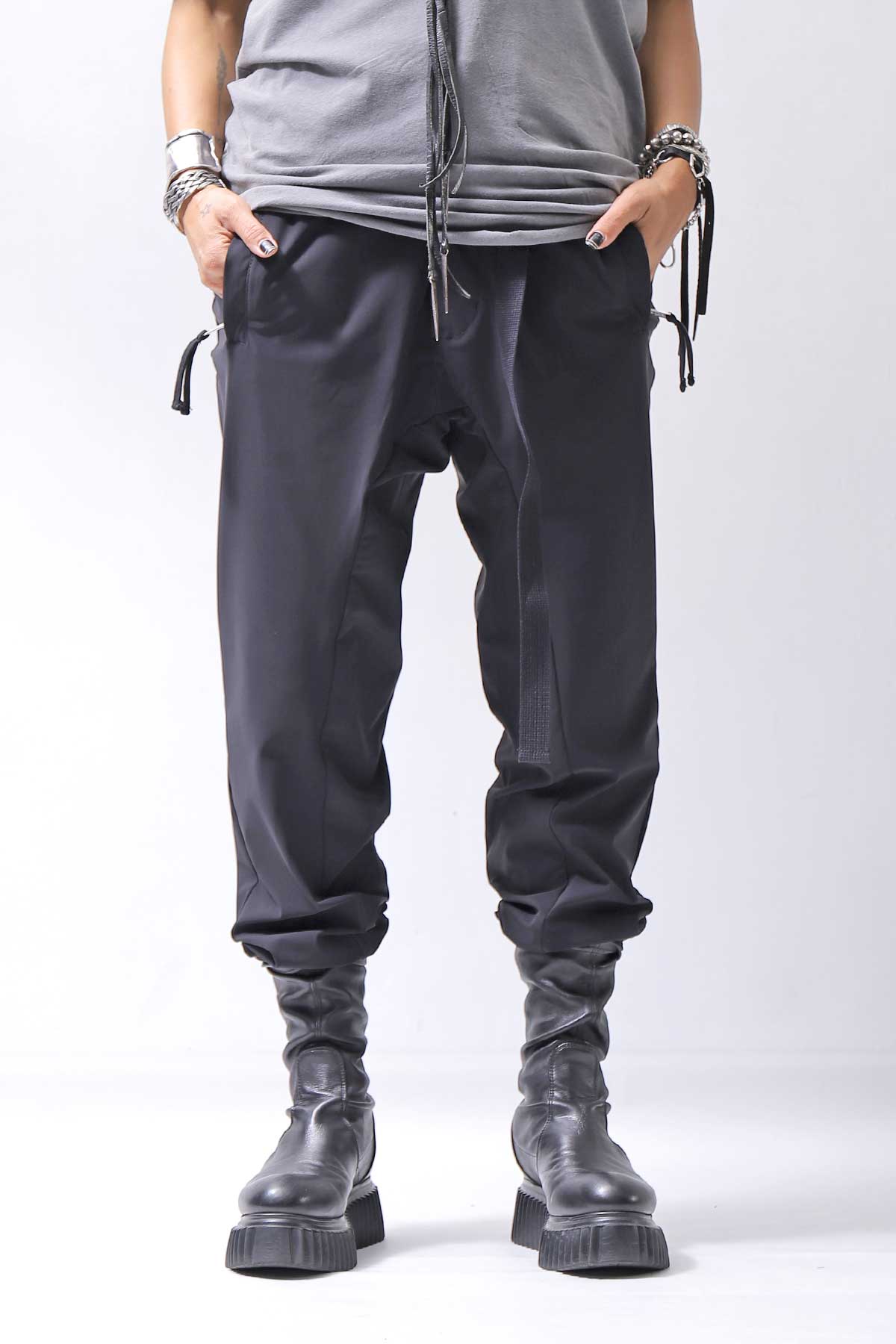 【thom/krom】 UNISEX SUPER STRETCH NYLON RIB PANTS MP29_BLACK
