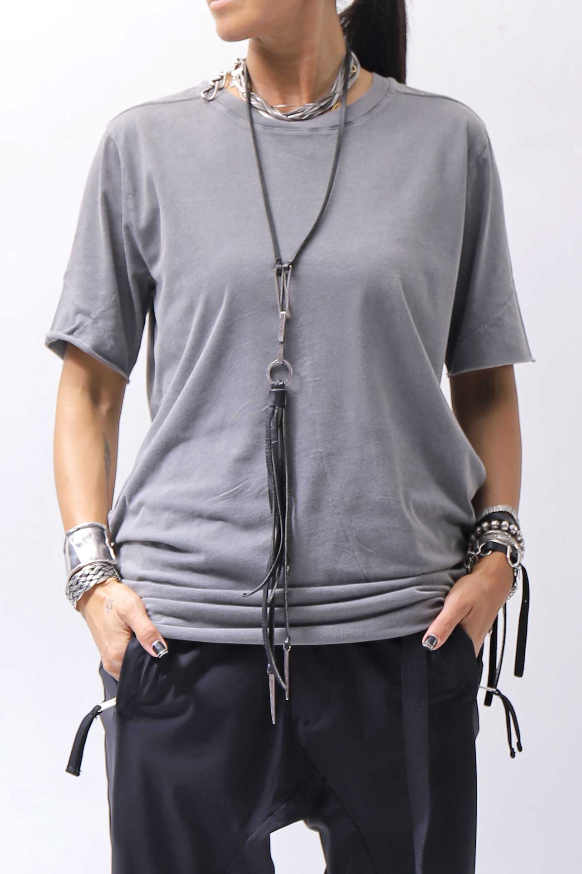 【thom/krom】 UNISEX COTTON REGULAR FIT TEE MTS872_USED GREY