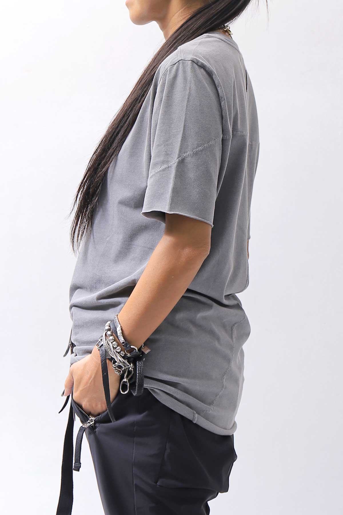 【thom/krom】 UNISEX COTTON REGULAR FIT TEE MTS872_USED GREY