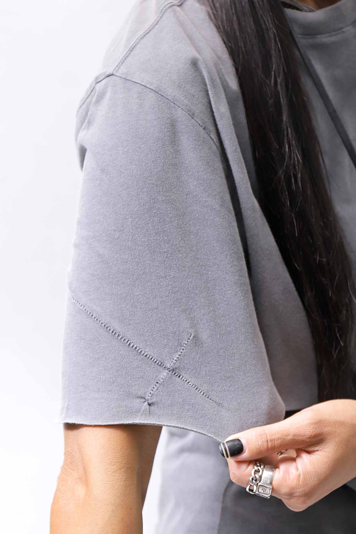 【thom/krom】 UNISEX COTTON REGULAR FIT TEE MTS872_USED GREY