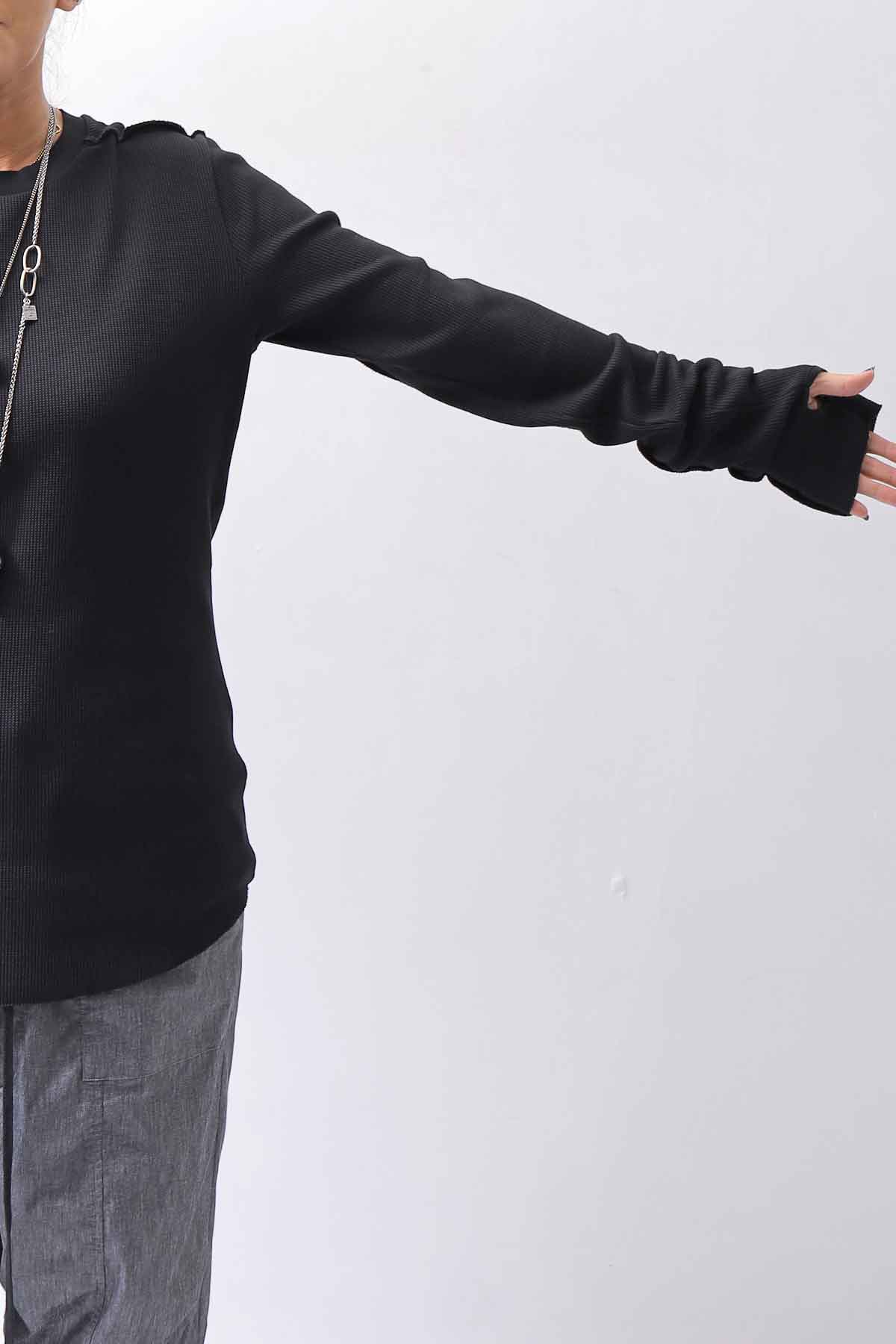 【thom/krom】 UNISEX WAFFLE COTTON LONG SLEEVE MT898_BLACK