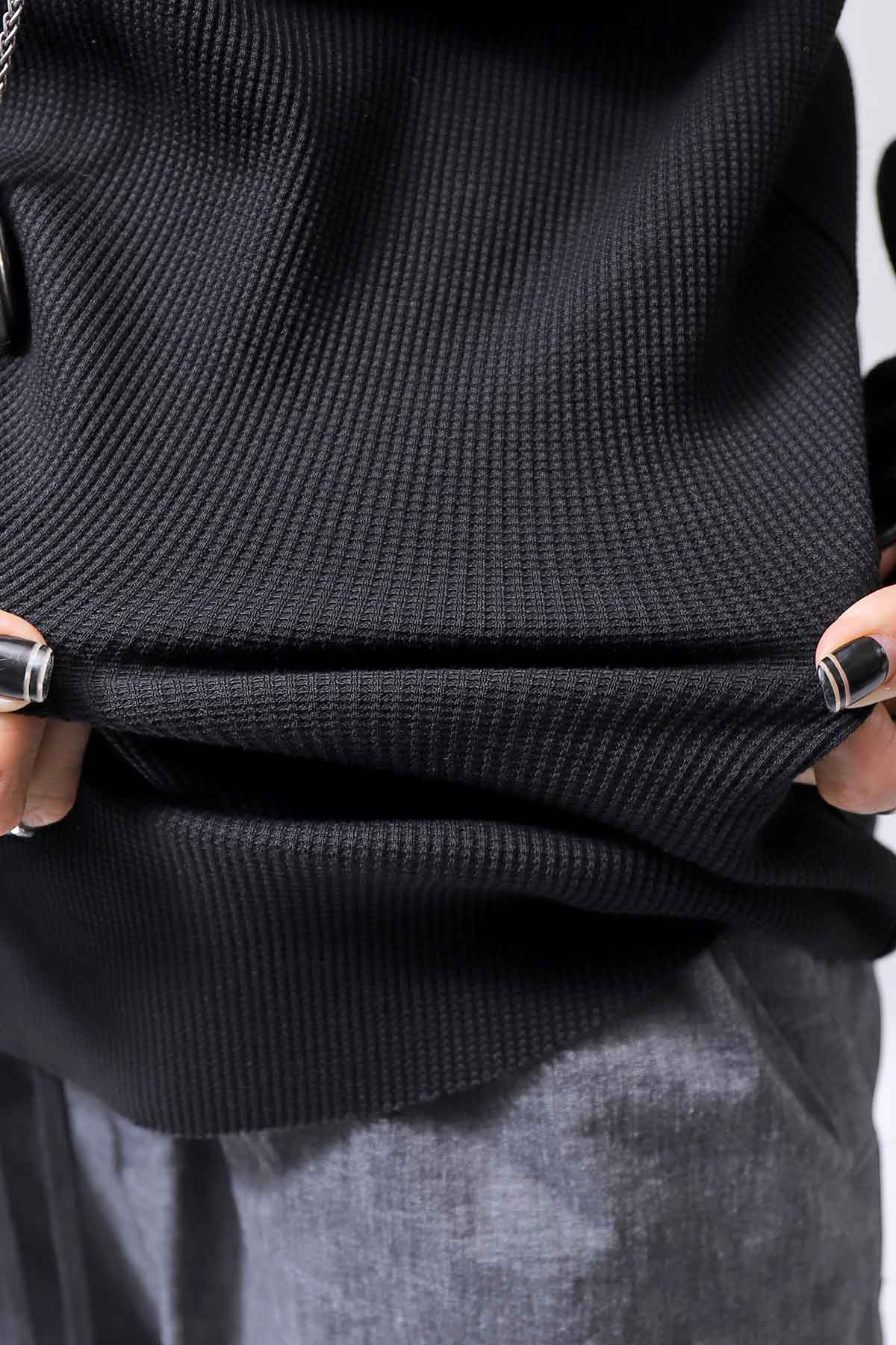 【thom/krom】 UNISEX WAFFLE COTTON LONG SLEEVE MT898_BLACK