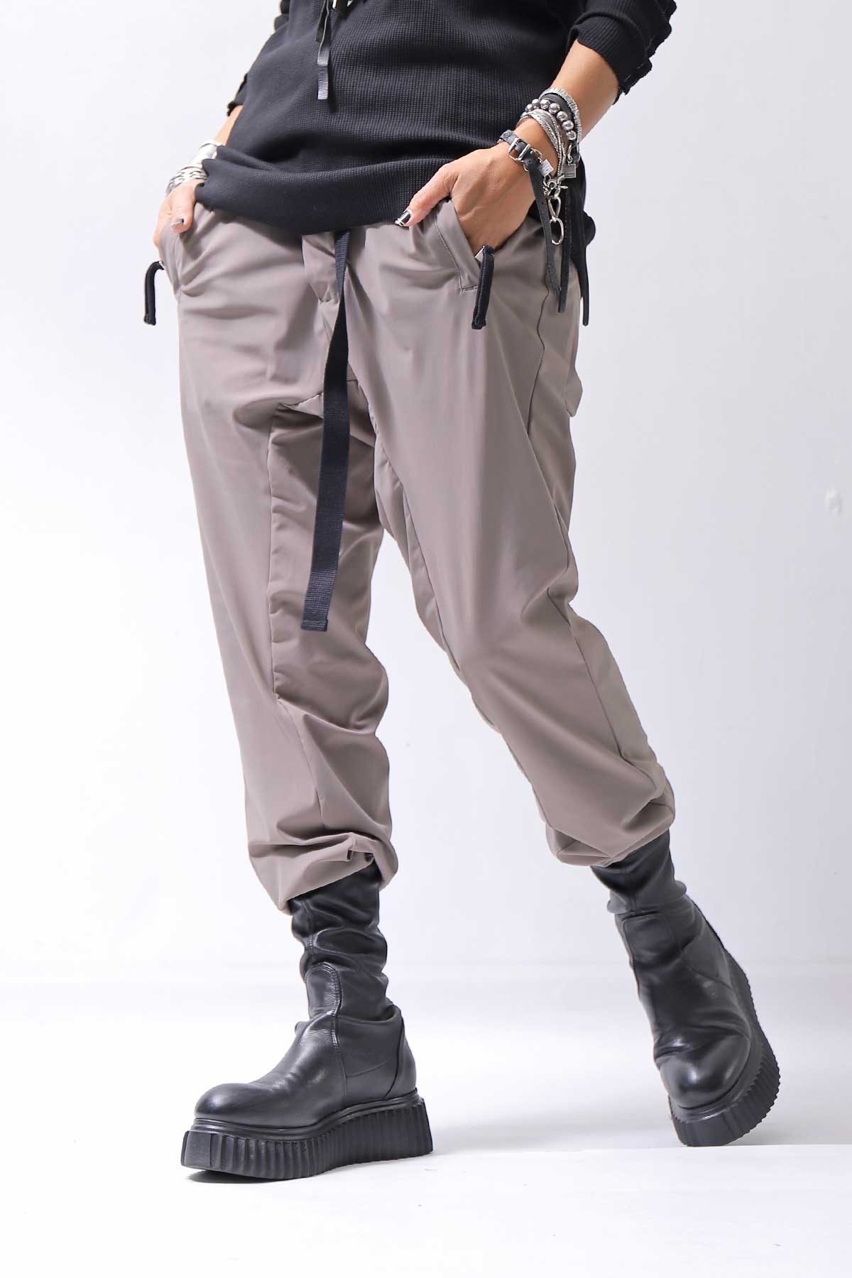 【thom/krom】 UNISEX SUPER STRETCH NYLON RIB PANTS MP29_EARTH BROWN