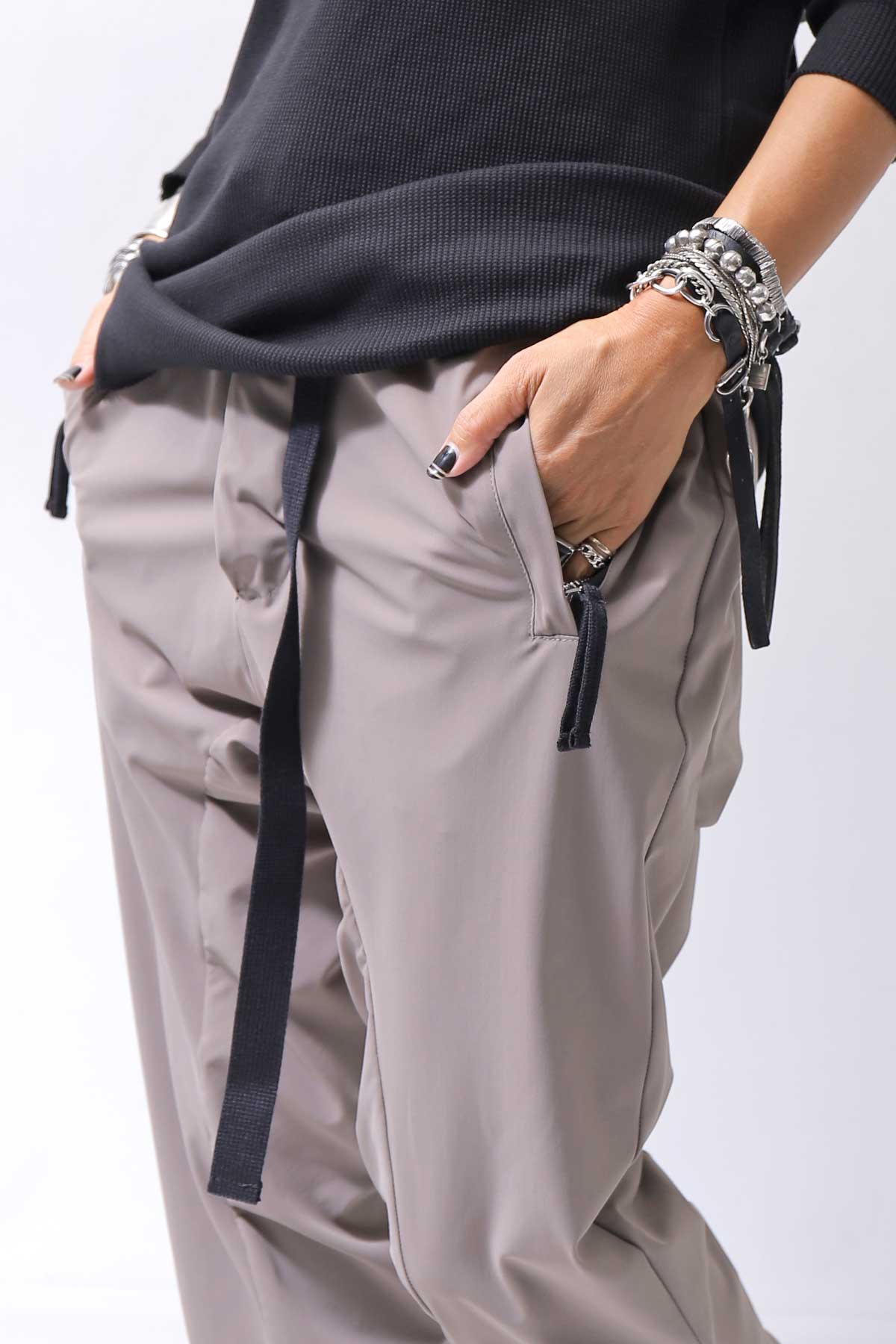 【thom/krom】 UNISEX SUPER STRETCH NYLON RIB PANTS MP29_EARTH BROWN