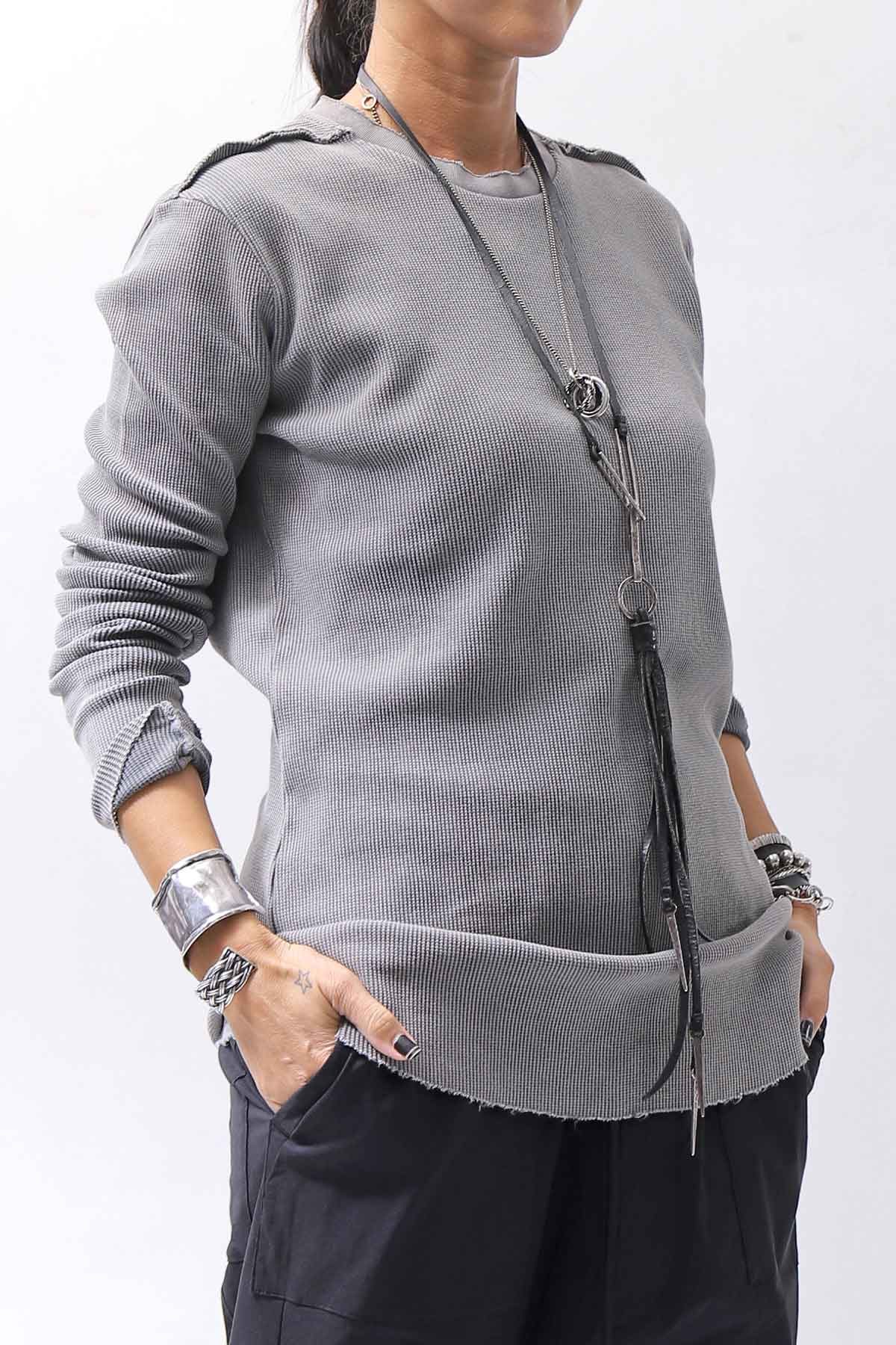 【thom/krom】 UNISEX WAFFLE COTTON LONG SLEEVE MT898_USED GREY