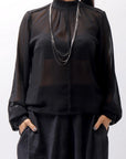 【thom/krom】 LONG SLEEVE SEE THROUGH SHIRT WH10_BLACK