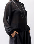 【thom/krom】 LONG SLEEVE SEE THROUGH SHIRT WH10_BLACK