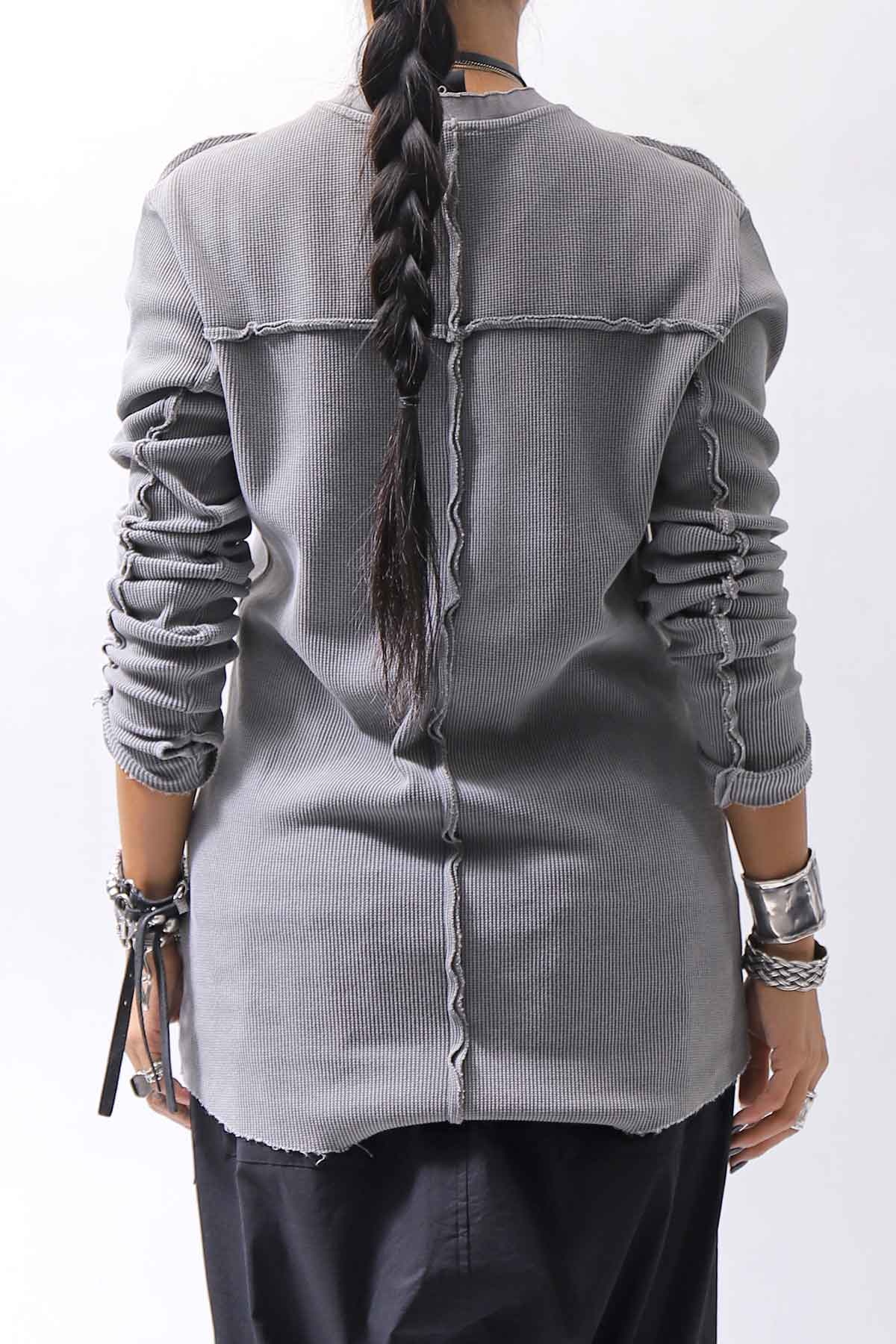 【thom/krom】 UNISEX WAFFLE COTTON LONG SLEEVE MT898_USED GREY
